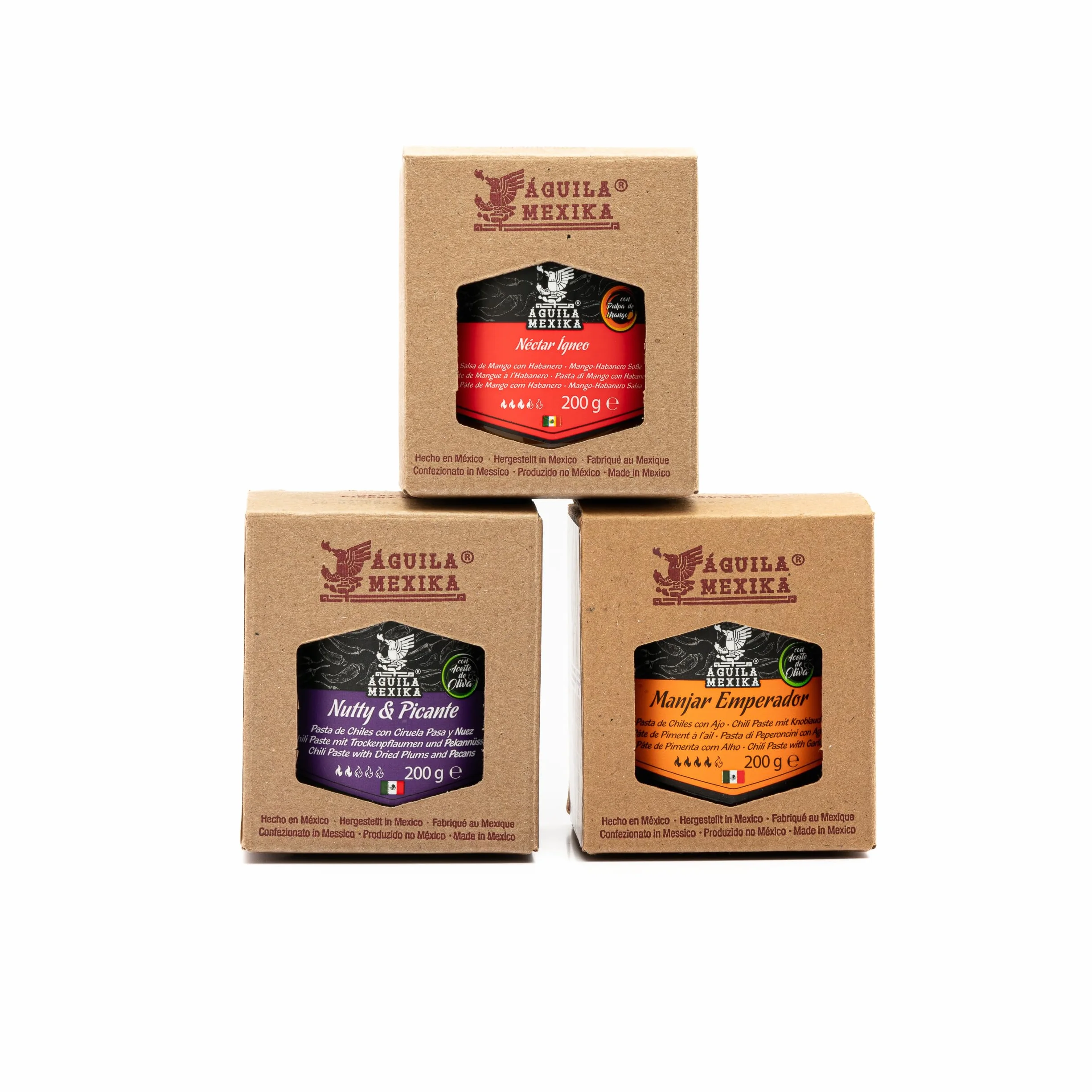 ÁGUILA MEXIKA 3-Pack Escencial Set de salsas picantes gourmet mexicanas ingredientes naturales