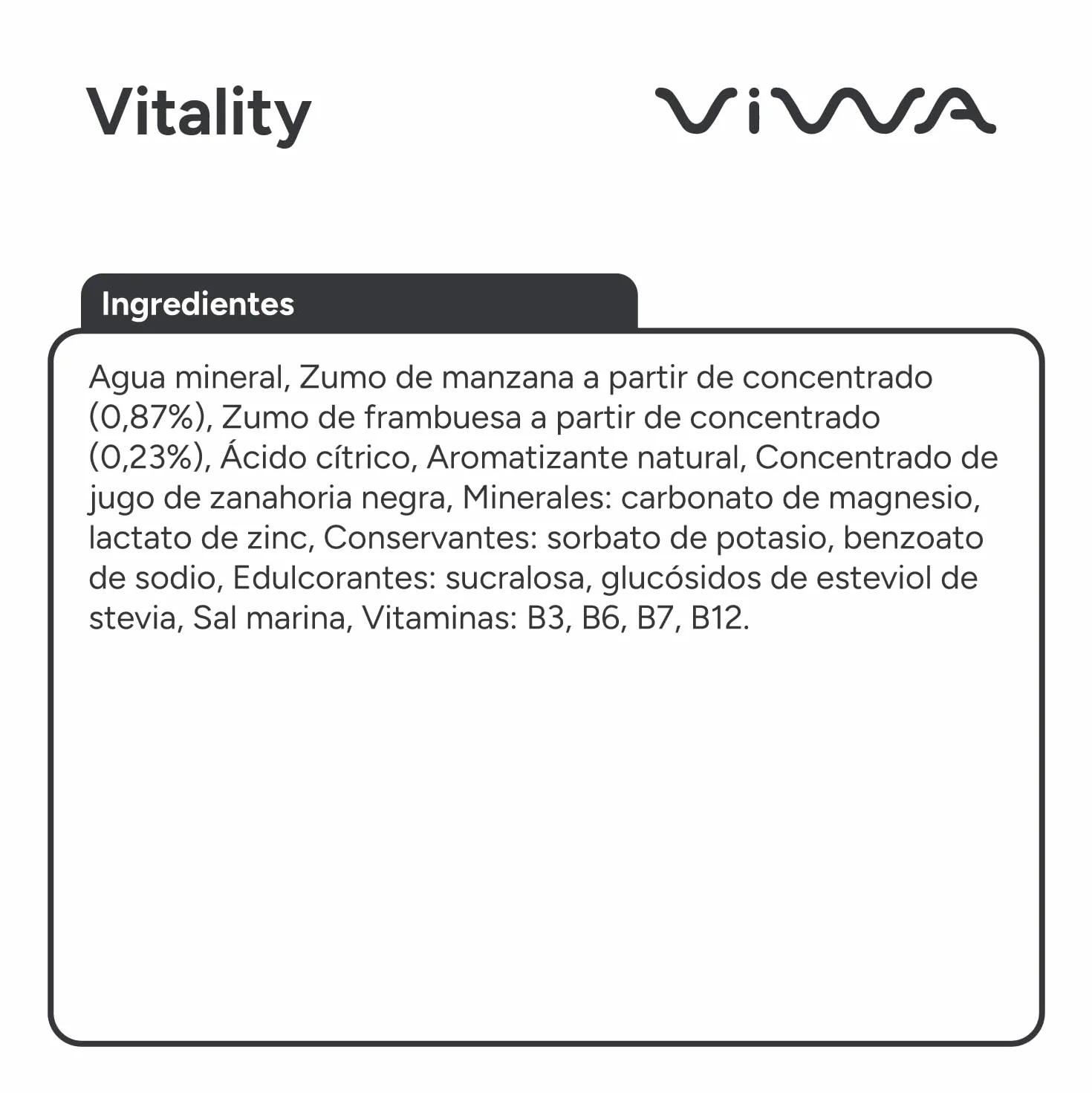 VIWA VITAMIN WATER Bebida Refrescante con Magnesio, Zinc, Sodio y Vitamina B. Sabor Frambuesa e Hibisco, 600ml, Pack de 12, Vitality