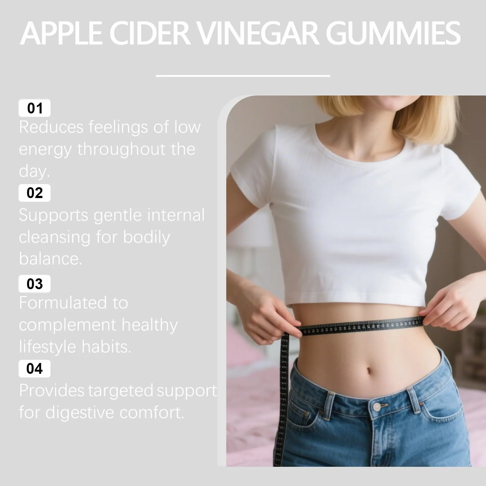 Gomitas De Vinagre Sidra Manzana For Control Del Apetito, Aumento Metabolismo, Alivio La Hinchazón Y Energía - Apoyo Digestivo Masticable, 60 Unidades(3PCS)