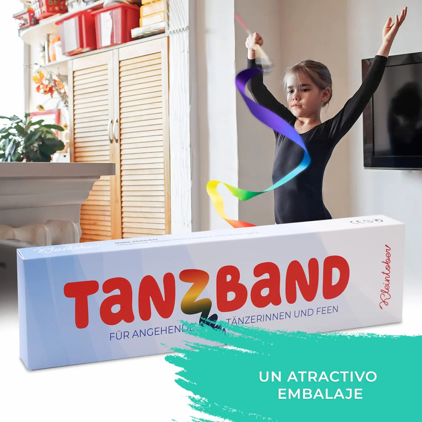 Kleintober Banda de gimnasia con varilla arco iris para niños bailar ejercicios