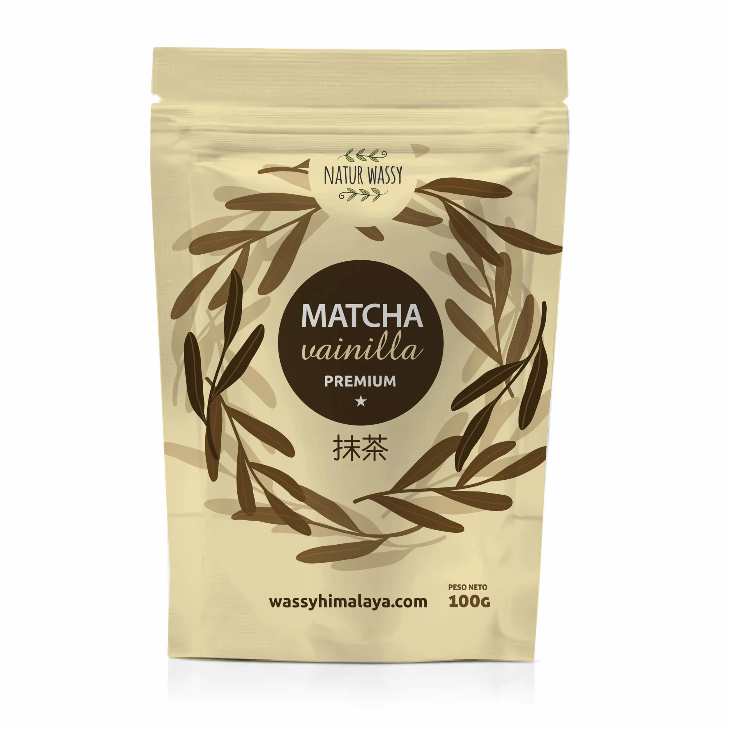 NATUR WASSY Te Matcha VAINILLA, Grado PREMIUM, En Polvo. 100% Natural. 100Gr De Te Verde Matcha Sabor a Vainilla, Potente Detox Y Antioxidante. 100 Dosis
