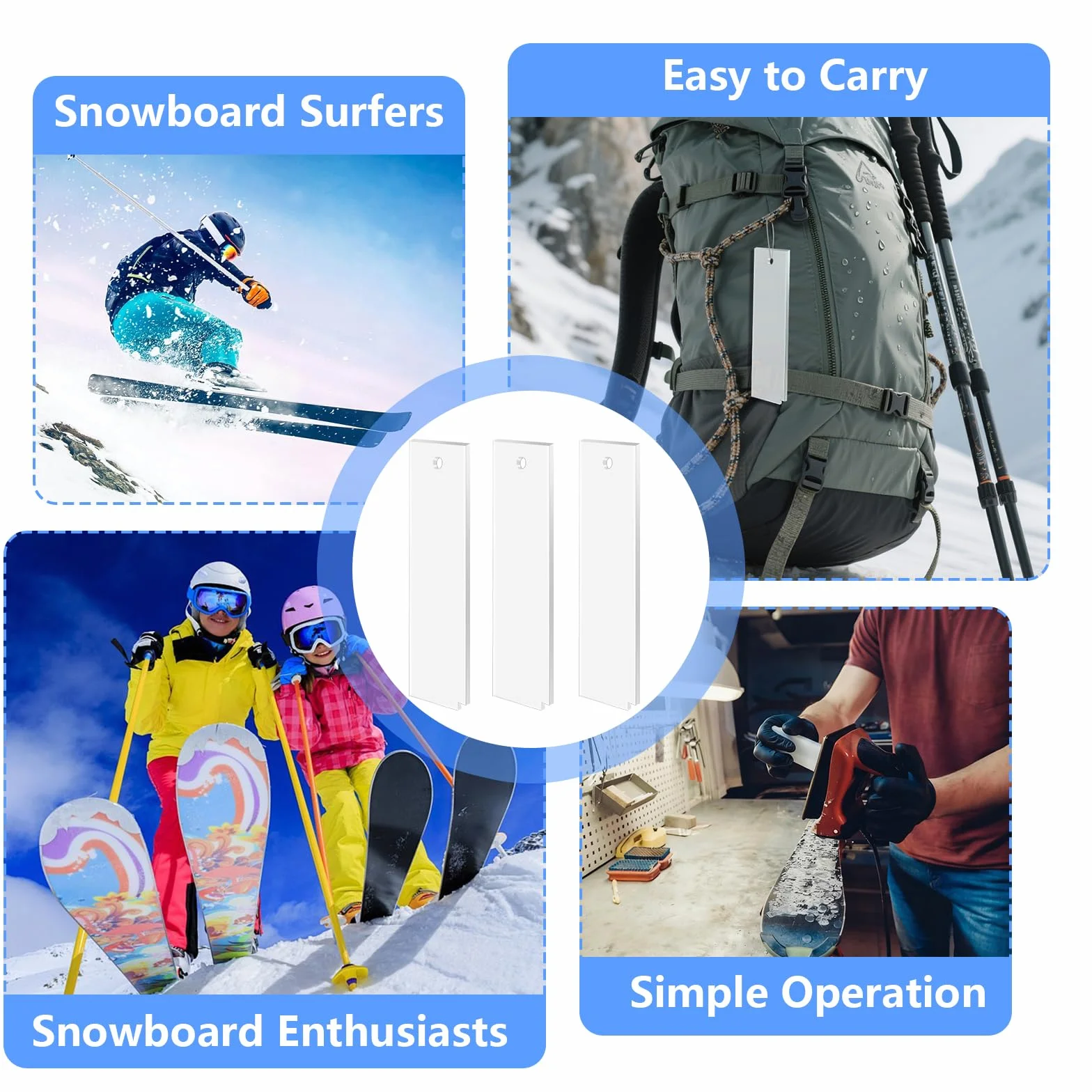 Rasqueta Cera para Esquí 5mm Acrílico Snowboard Raspador 23cm