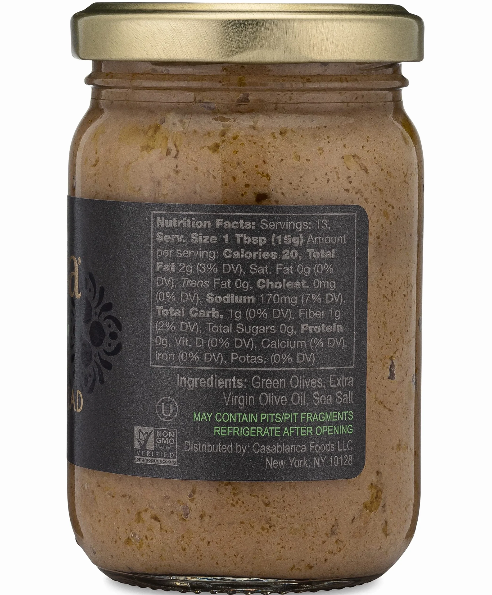 Mina Green Olive Spread, Tapenade de aceituna gourmet, 7 oz (200 g) – Crema de oliva premium hecha con aceitunas verdes marroquíes, perfecta para aperitivos, pasta, salsas y más