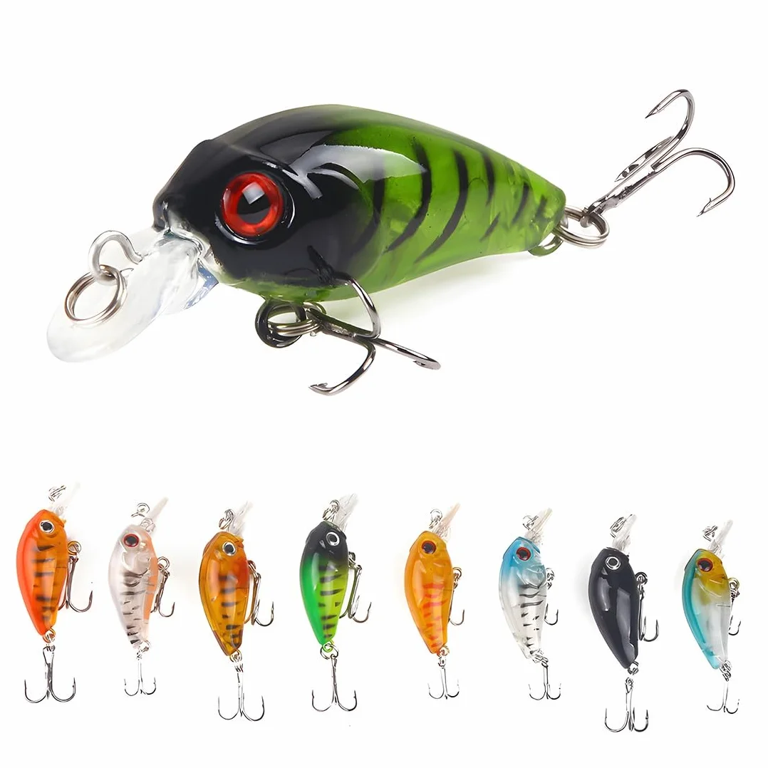 Juego de 8 Cebos Artificiales Flotantes 3D para Pesca Spinning en Agua Salada