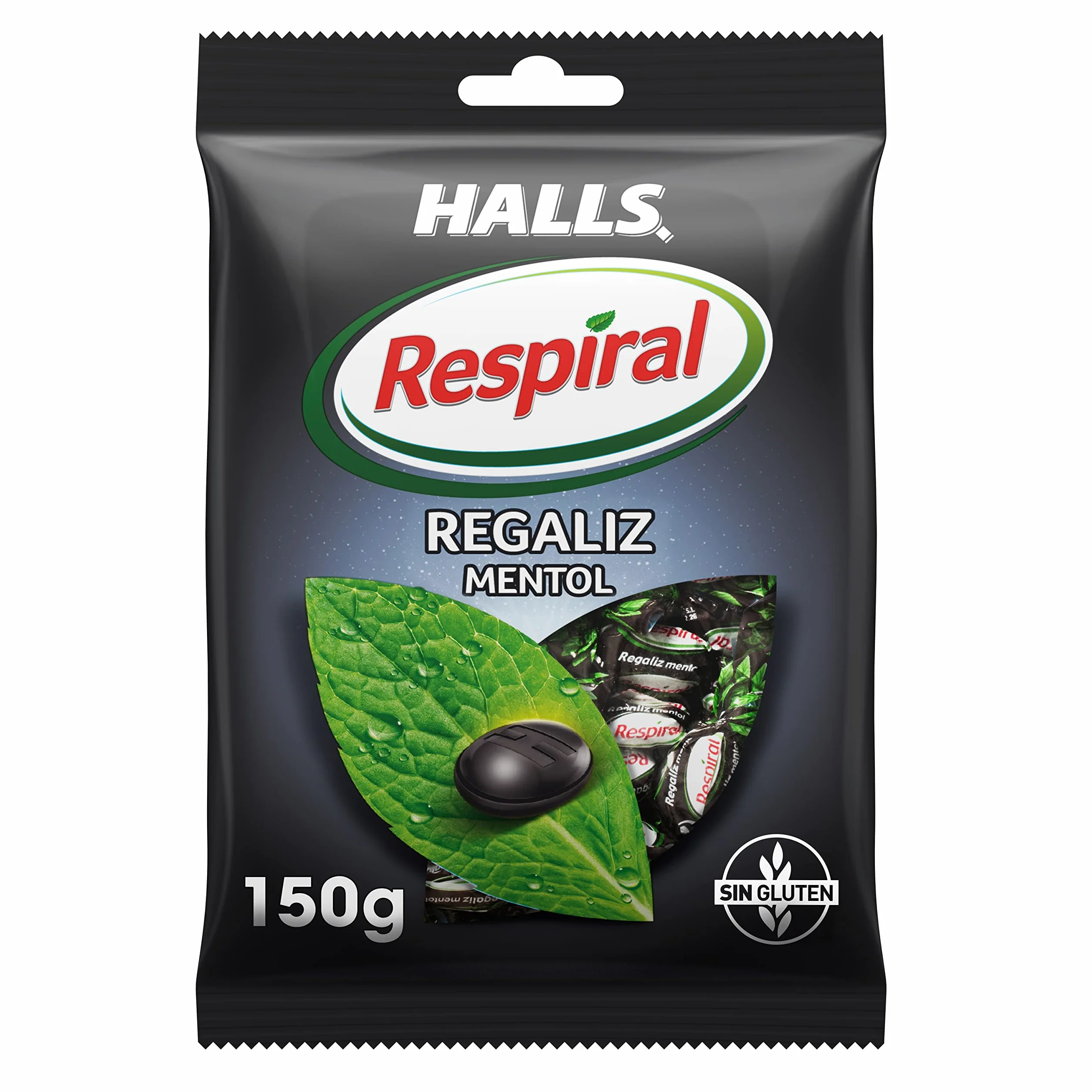 Halls Respiral Caramelos Refrescantes Sabor a Regaliz y Mentol Sin Gluten, 150 g