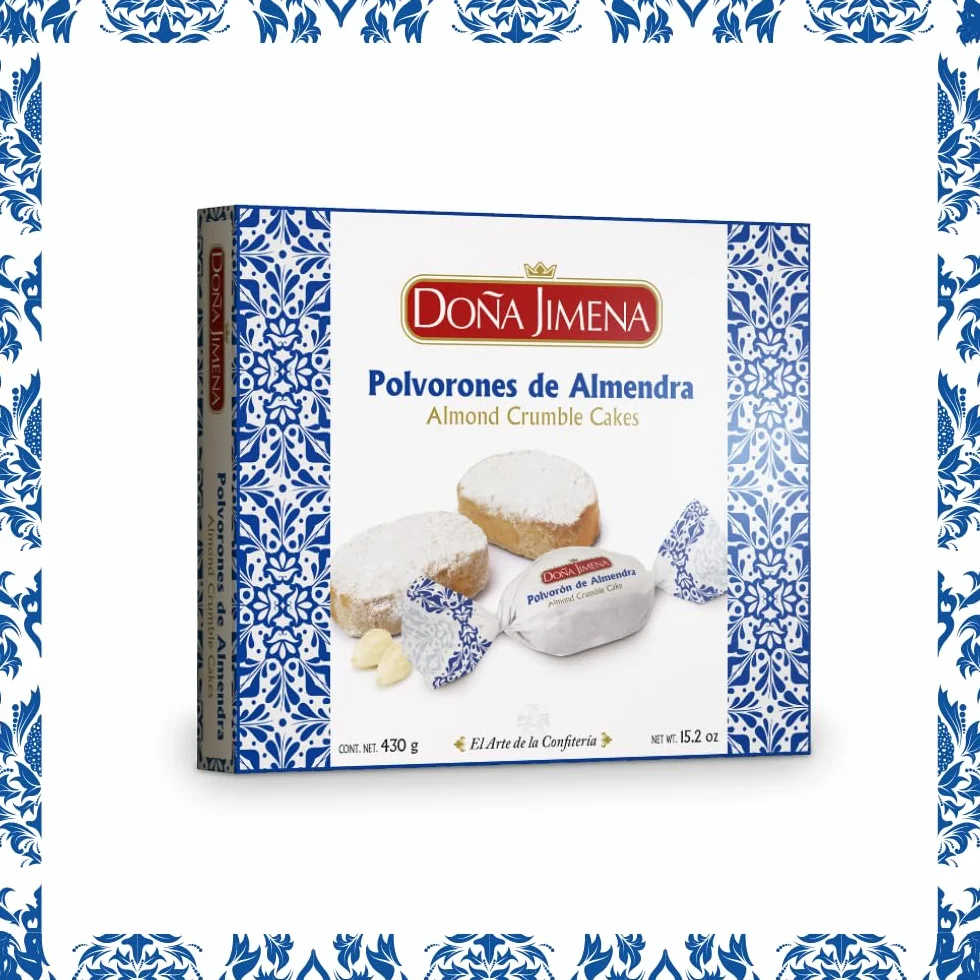 DOÑA JIMENA - Polvorón de Almendra, Calidad Suprema, Sabor Clásico, Exquisito al Paladar, Típico Dulce Navideño, Receta Artesanal, 430g