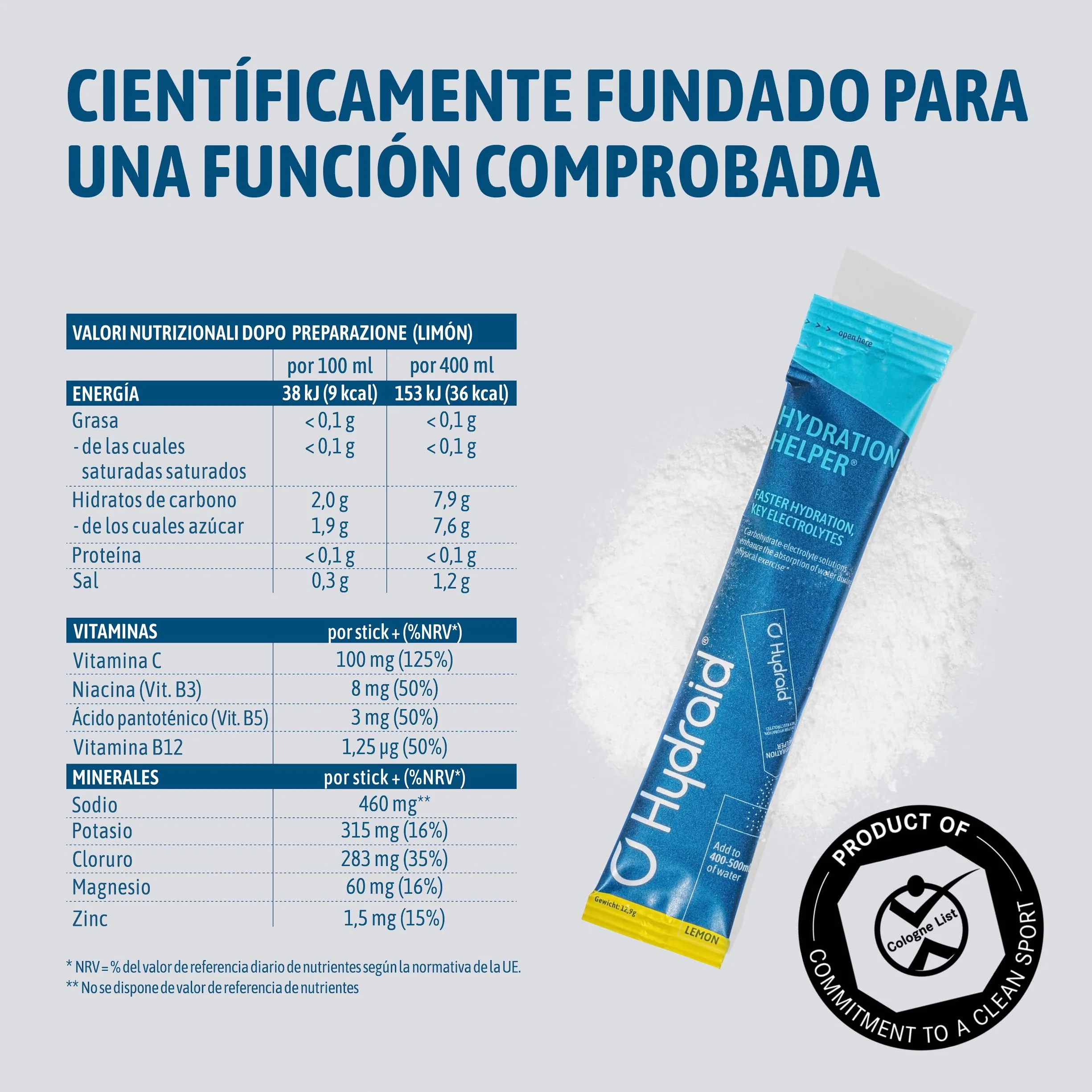 Electrolitos en polvo Hydraid® LIMÓN (1118 mg) – 25 sobres – bebida deportiva para hidratación rápida – calidad alemana