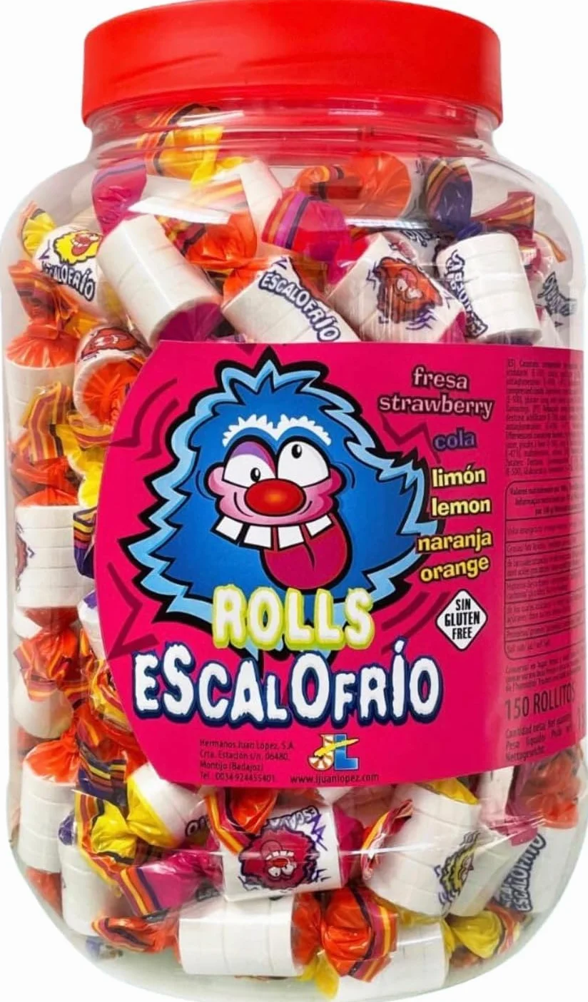 iChuches | Escalofríos Rollo Caramelo Envuelto – Tarro Reutilizable 150 Unidades | Golosinas Intensidad Extra