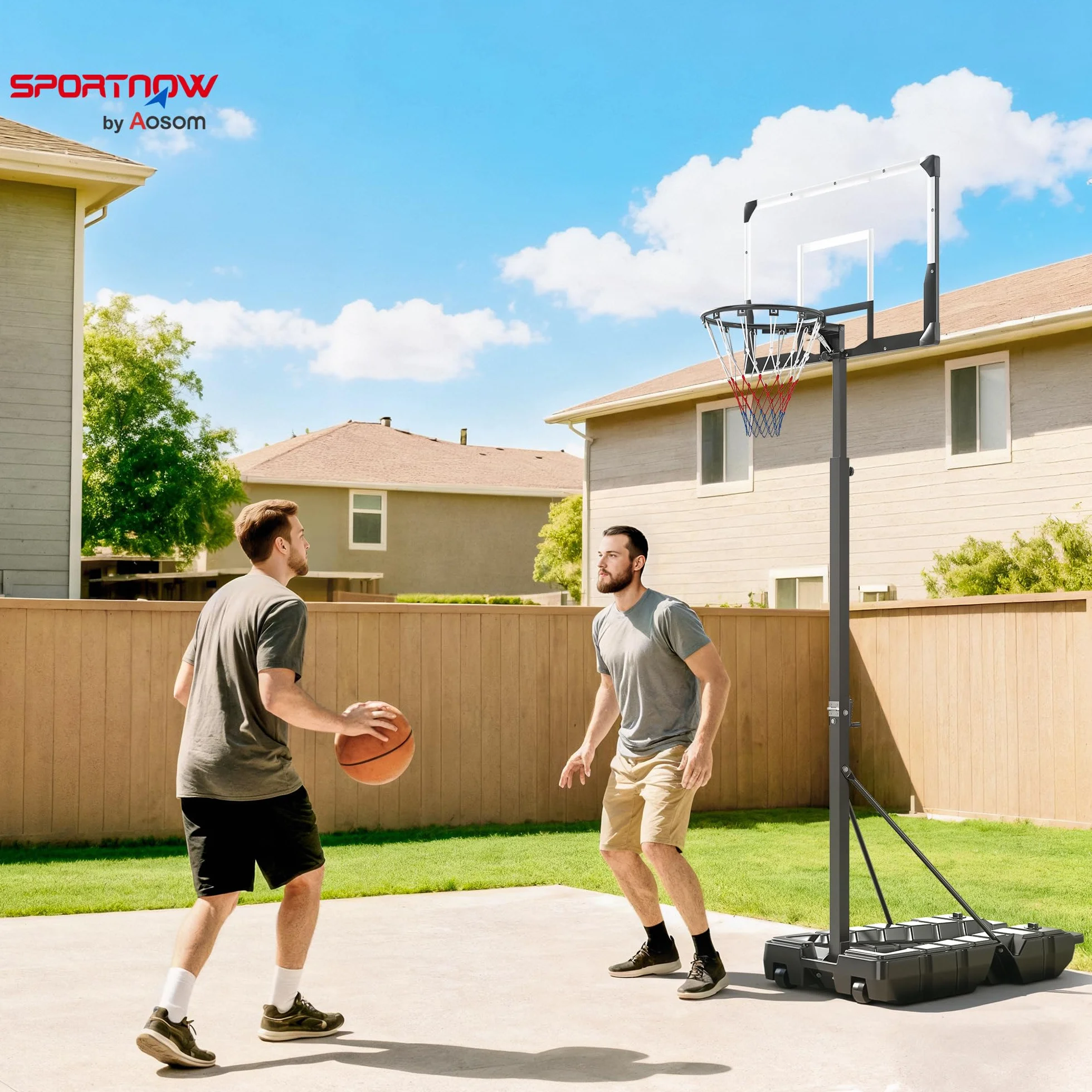 SPORTNOW Canasta de Baloncesto Exterior Altura Regulable 230-305 cm Portátil Marco Plegable