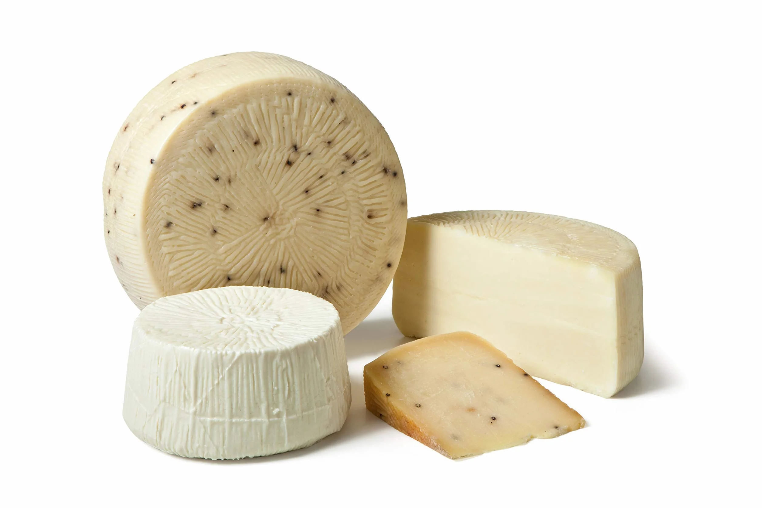 Caja de degustación de quesos italianos | Formato económico | Provola ahumado 450g, Queso Primo Sale a la pimienta 950g, Pecorino Toscano 450g y Caciocavallo clásico 750g