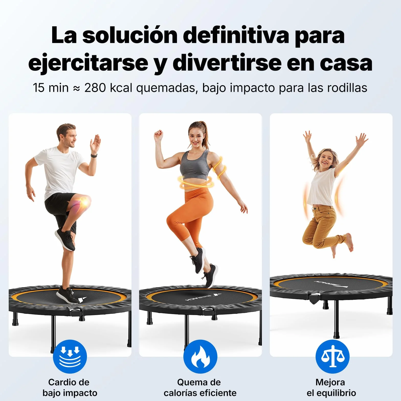 MERACH Trampolin Fitness Adultos 102cm 122cm Camas Elasticas Plegables Carga Maxima 330 LB