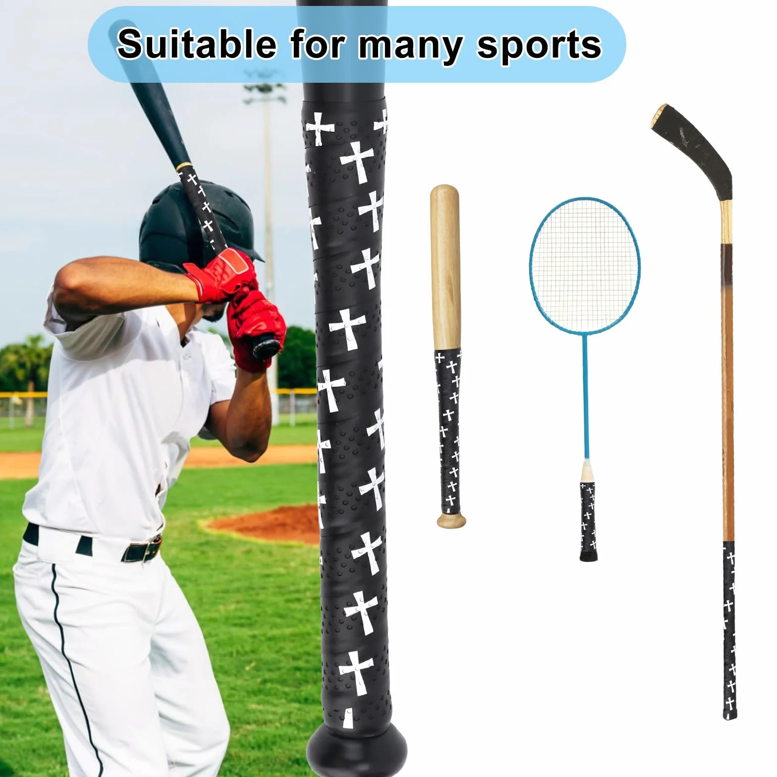 Cinta de Agarre para Bate de Béisbol, Precortadas Antideslizantes, Softbol, Accesorios Cristiano