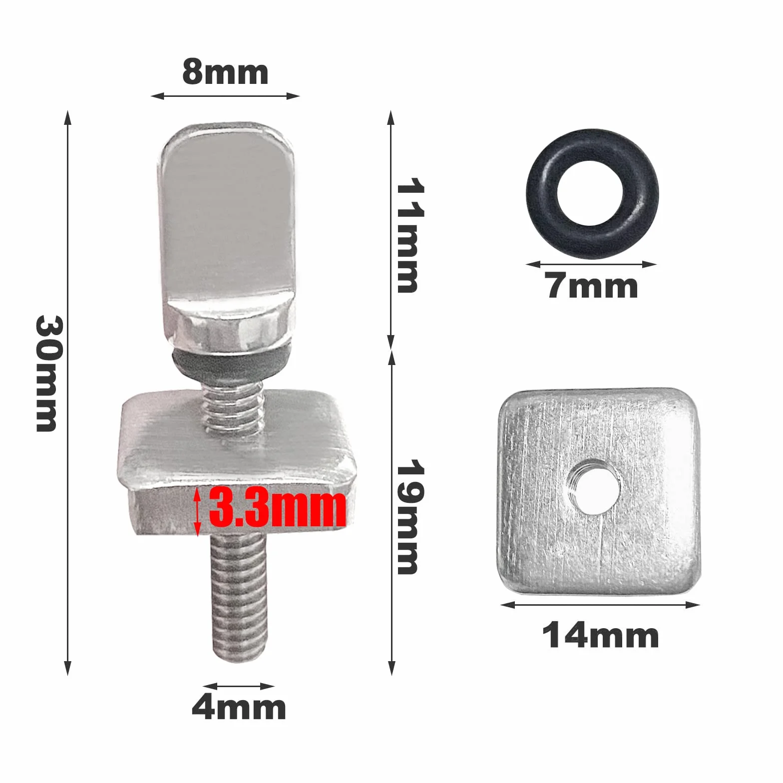 Tornillo Tabla Surf Acero Inoxidable 3 x 1.4 cm 4 Piezas