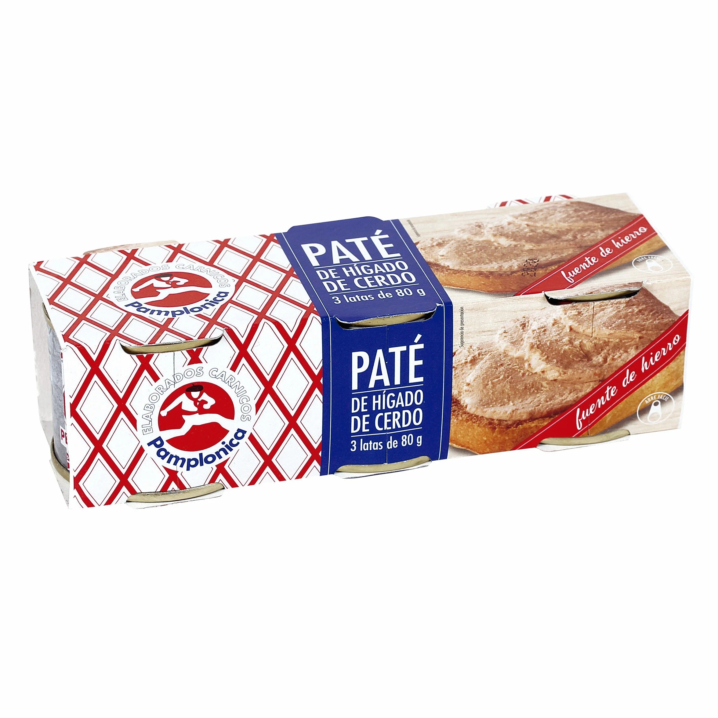 Pamplonica Paté Hígado De Cerdo | Pack 3 Latas 80 g | Crema Untable Sabor Suave Textura Ligera | Fuente Natural De Hierro | Ideal Para Sándwiches Y Aperitivos