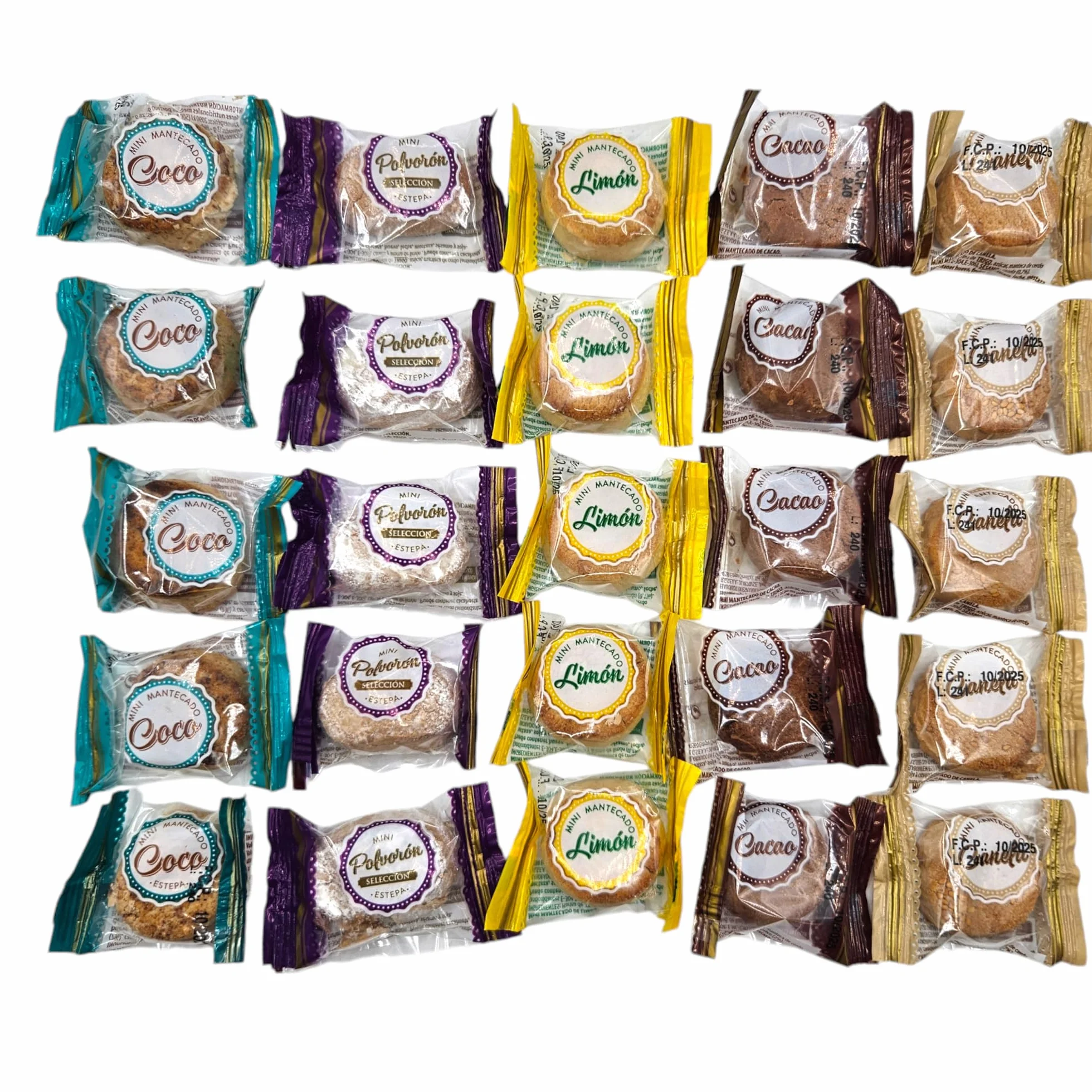 Polvorones Mini Surtidos DulceEstepa - Calidad Extra - 2,5 Kilos - Polvorón Coco - Polvorón Limon - Polvorón Chocolate - Polvorón Selección - Polvorón Canela - Mini Polvorones