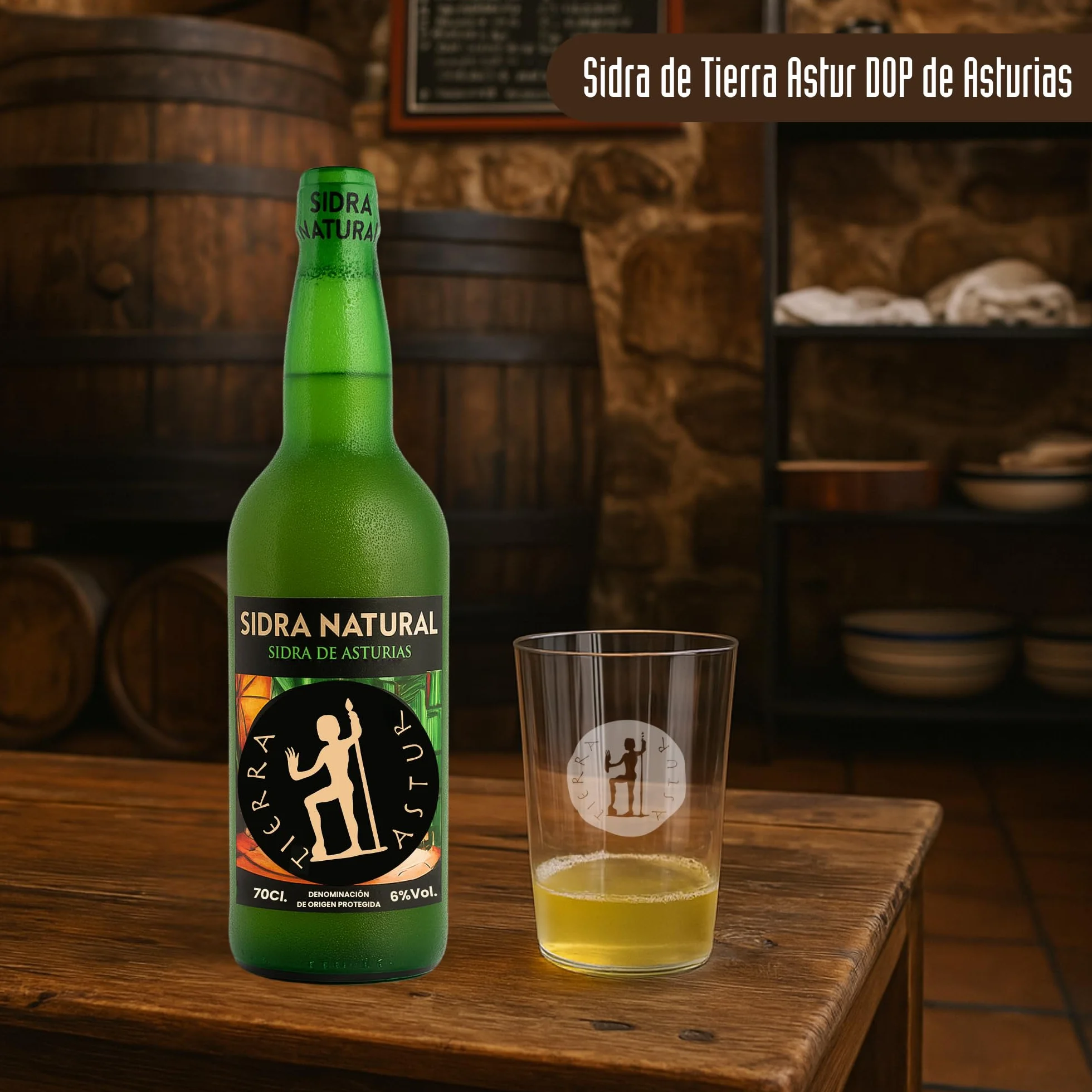 Sidra Asturiana DOP | Pack 6 Botellas 70 cl de Sidra Asturiana – 100% Manzana de Asturiana, 6% Vol