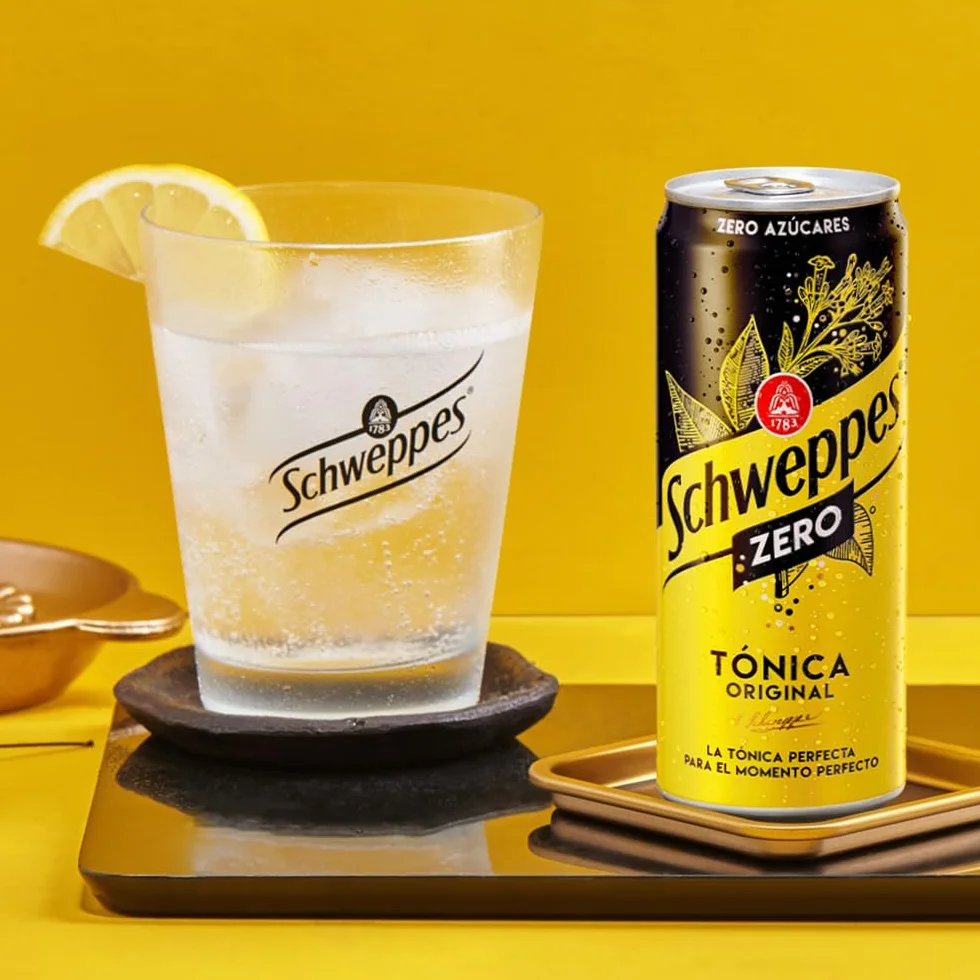 Schweppes Tónica Zero, Bebida Refrescante Sin Azúcar ni Calorías - Lata, Pack 24 x 33 cl