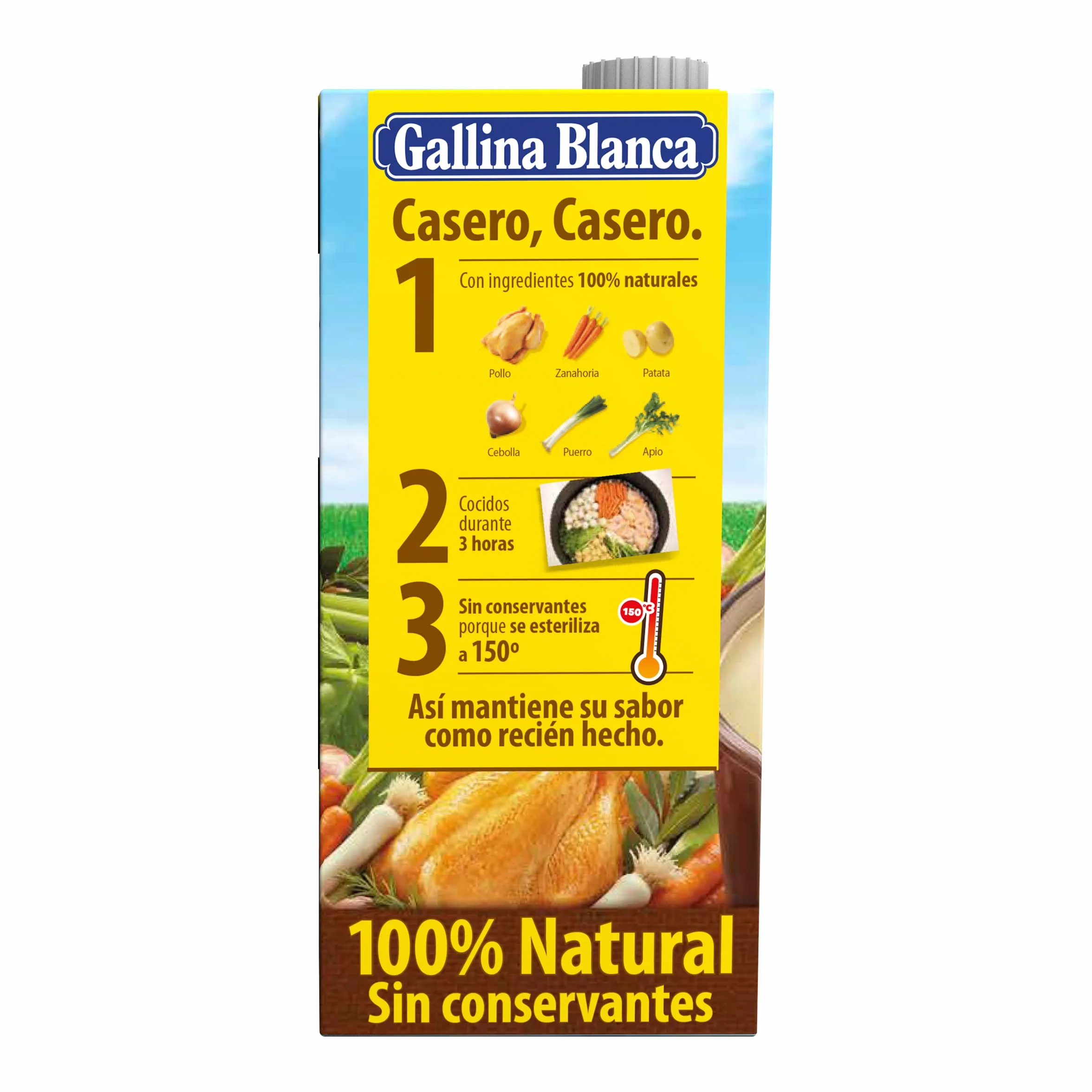 Gallina Blanca - Caldo casero de pollo - 100% natural - Pack 12 litros