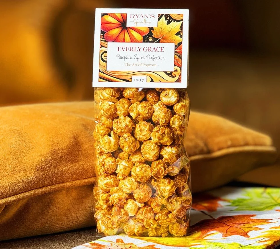 Everly Grace Pumpkin Spice - Juego de té orgánico suelto y palomitas de maíz crujientes en otoño, mezclas de otoño hechas a mano con canela, nuez moscada, clavo y calabaza, con té negro, té de
