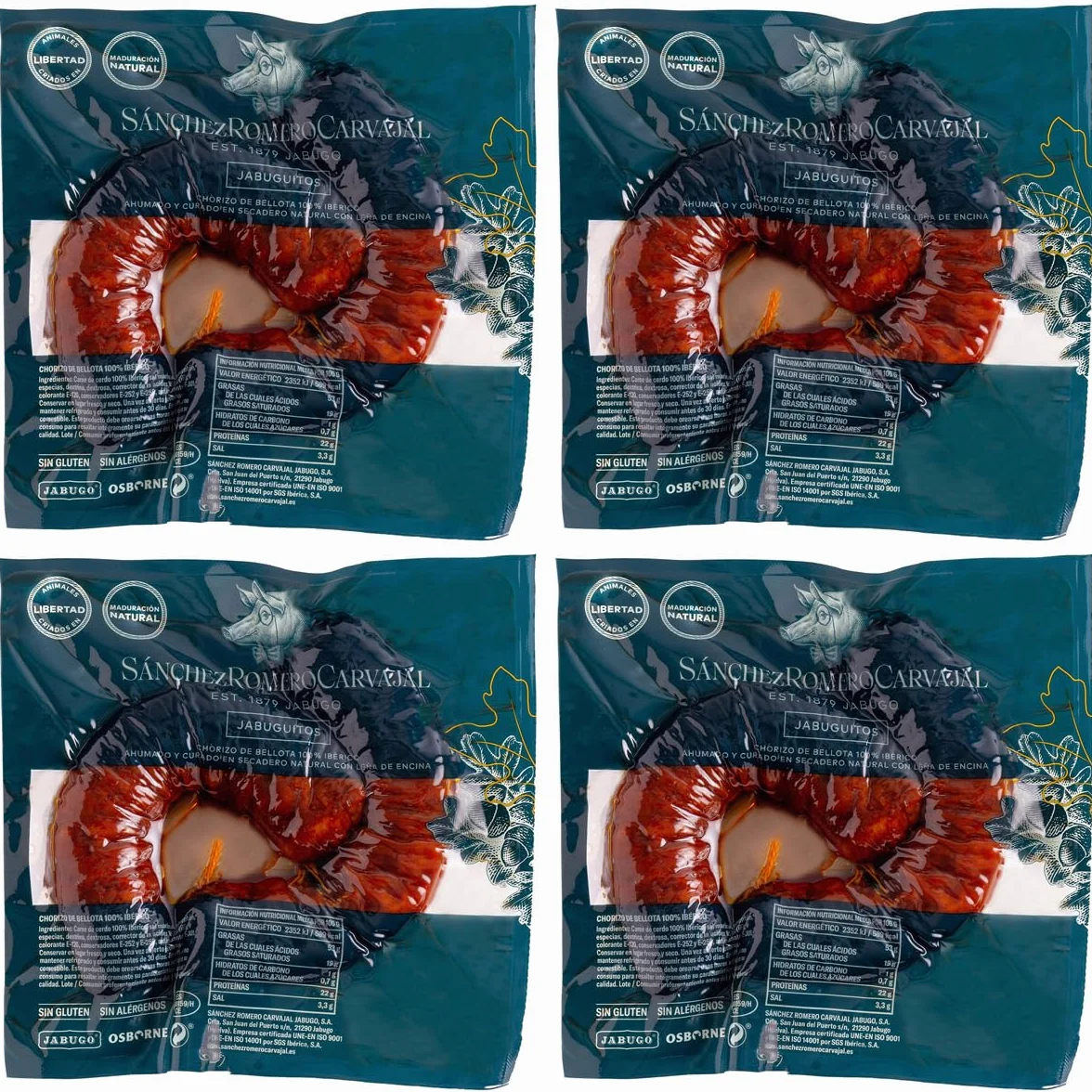 Chorizo de Cerdo Puro Ibérico de Bellota 4 Paquetes