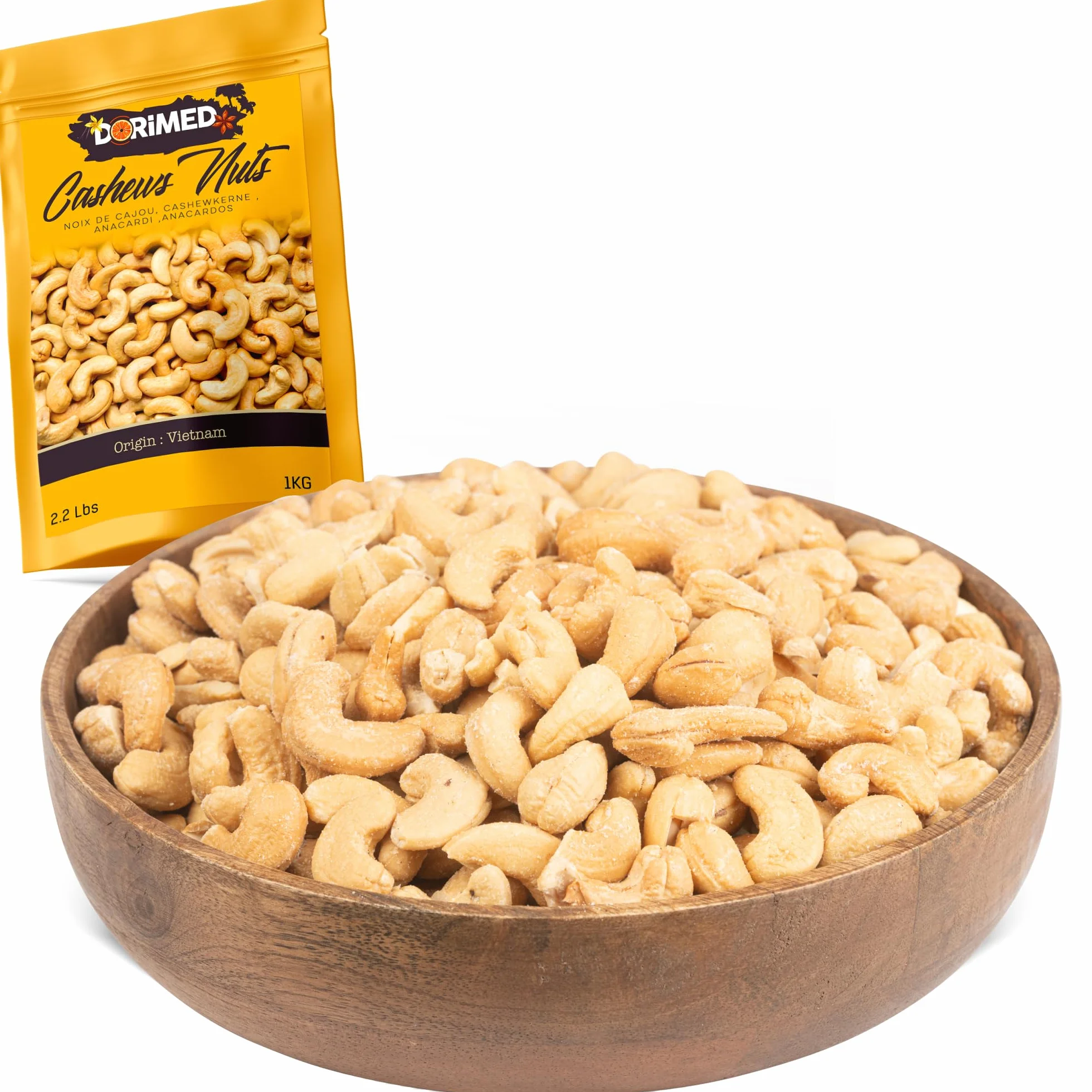 Anacardos Salados Enteros | 1 Kg de Piezas de Frutos Secos de Origen 100% Natural | Nuez Sin Cáscara | Anacardium Occidentale | Tostados | Cashews nuts | Dieta vegana y vegetariana