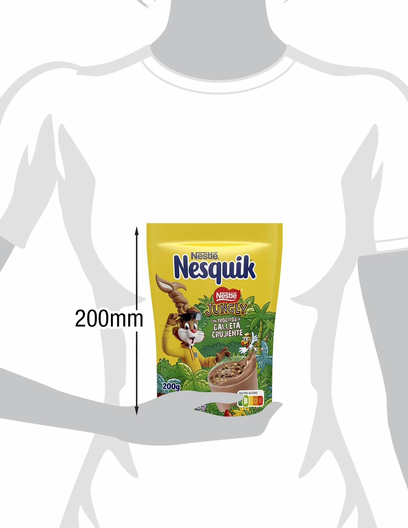 Nesquik Nestlé Jungly Cacao Soluble con trocitos de galleta, Bolsa de 200 g