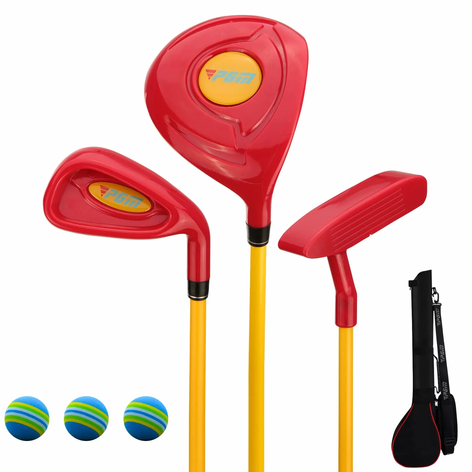 PGM Juego de palos de golf para niños 3 piezas madera hierro putter entrenamiento