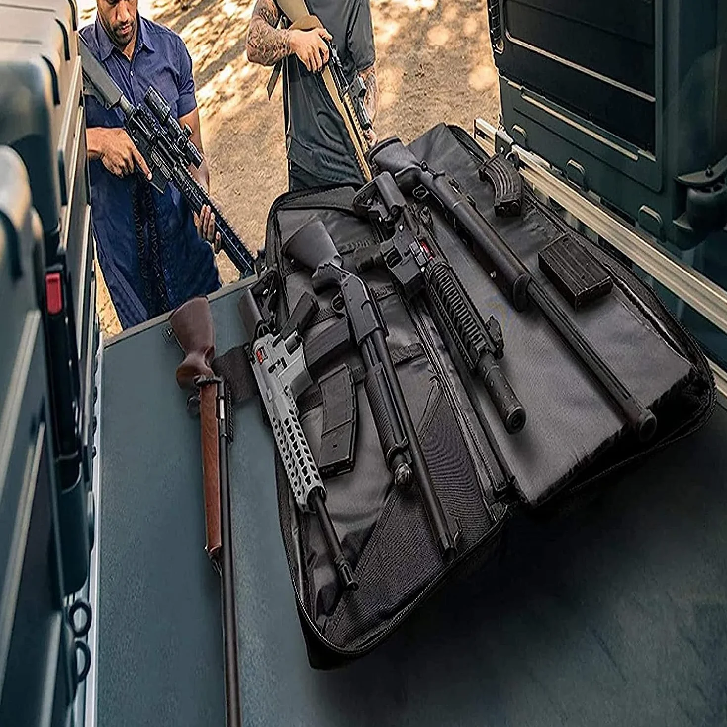 ACEXIER Funda Doble para Rifle Acolchada con Cierre para Carabina Mochila con System Molle