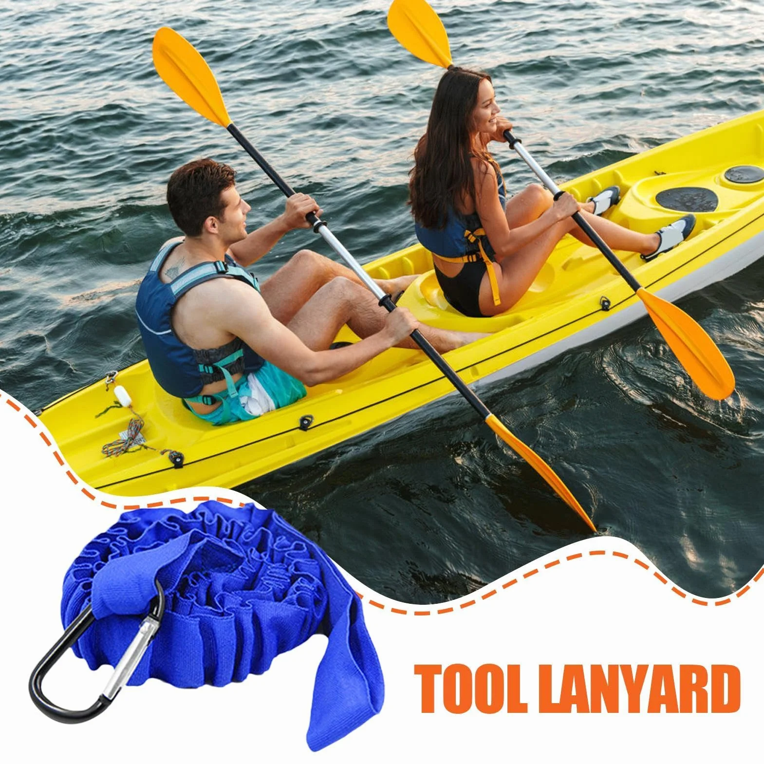 Cuerda de remo para kayak, cordón elástico en espiral con autobloqueo, accesorios de pesca portátil