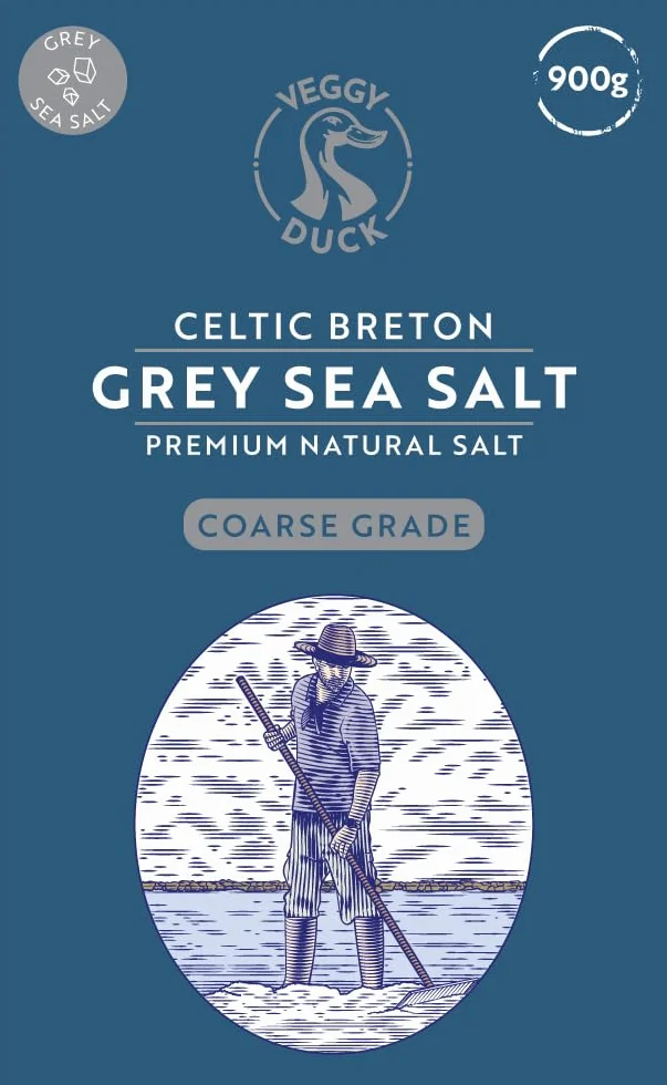 Veggy Duck - Sal Celta - Sal Gris Celta Bretona Gruesa (900g) - Sin Refinar | Natural | Sin OMG | Vegana | Genial para Cocinar