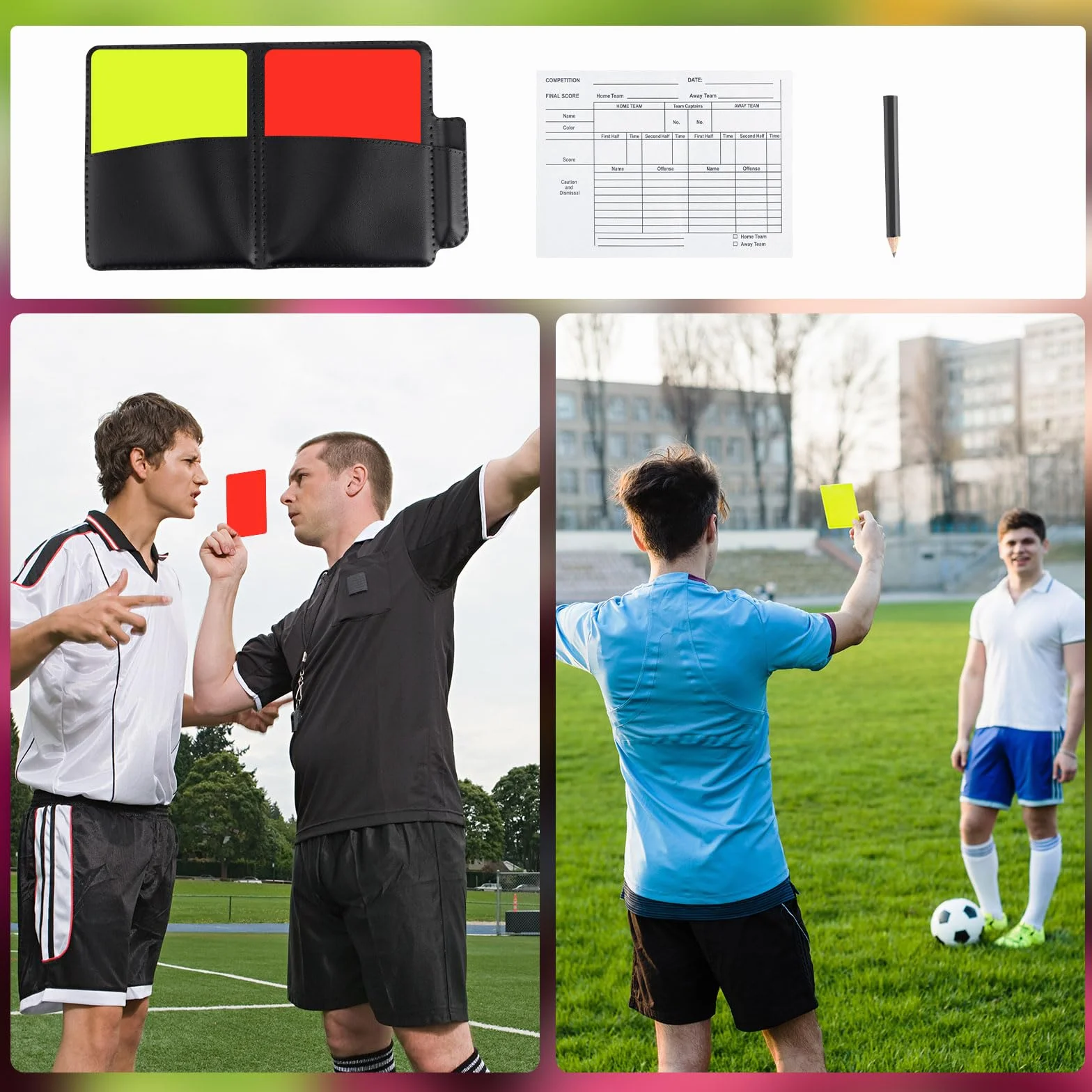 Gosknor Tarjetas Advertencia Rojas y Amarillas con Estuche Cuero para Voleibol Fútbol Béisbol Rugby Kit Entrenadores