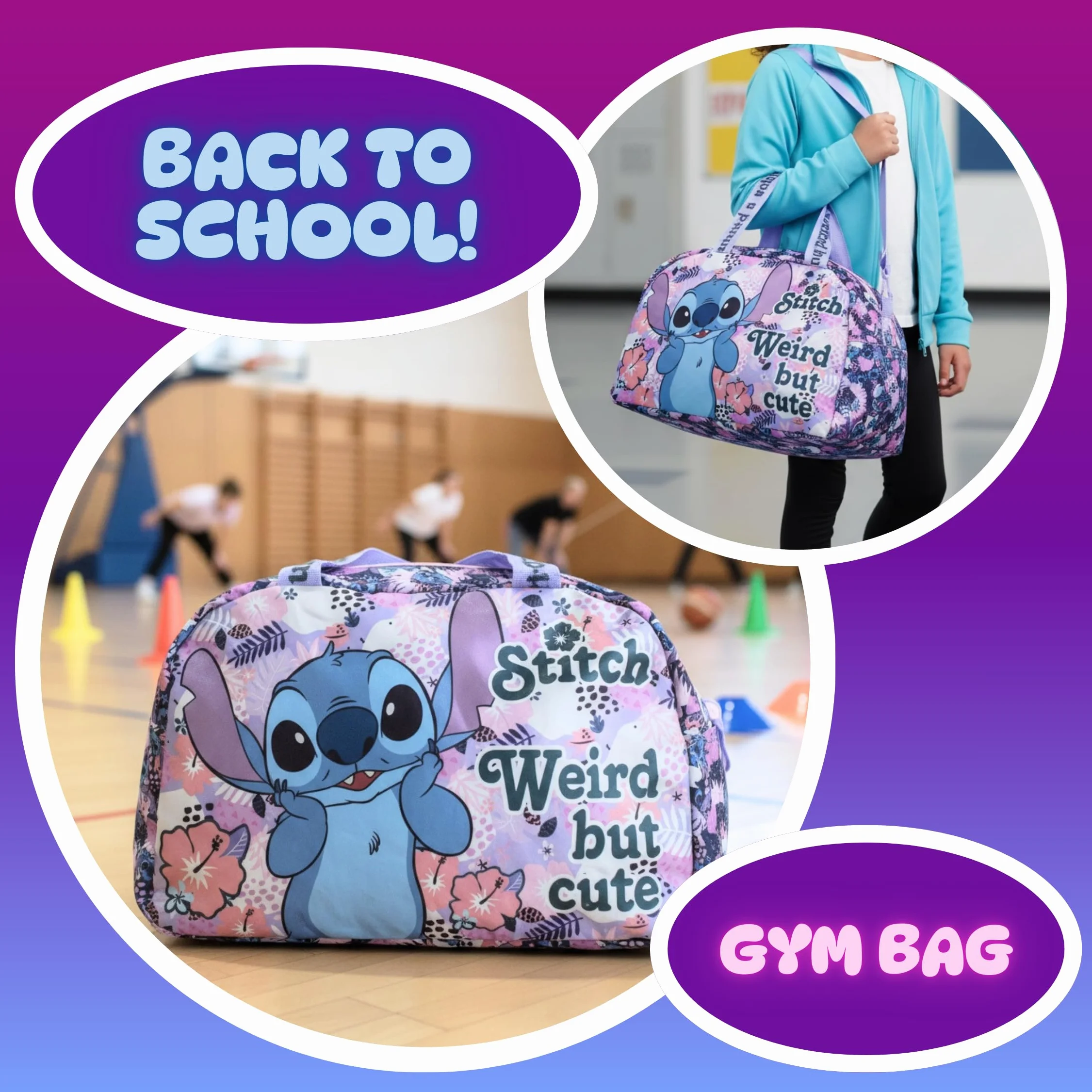 Disney Stitch Bolsa Deporte Niñas Bolso Gimnasio Infantil Equipaje Accesorios Regalo