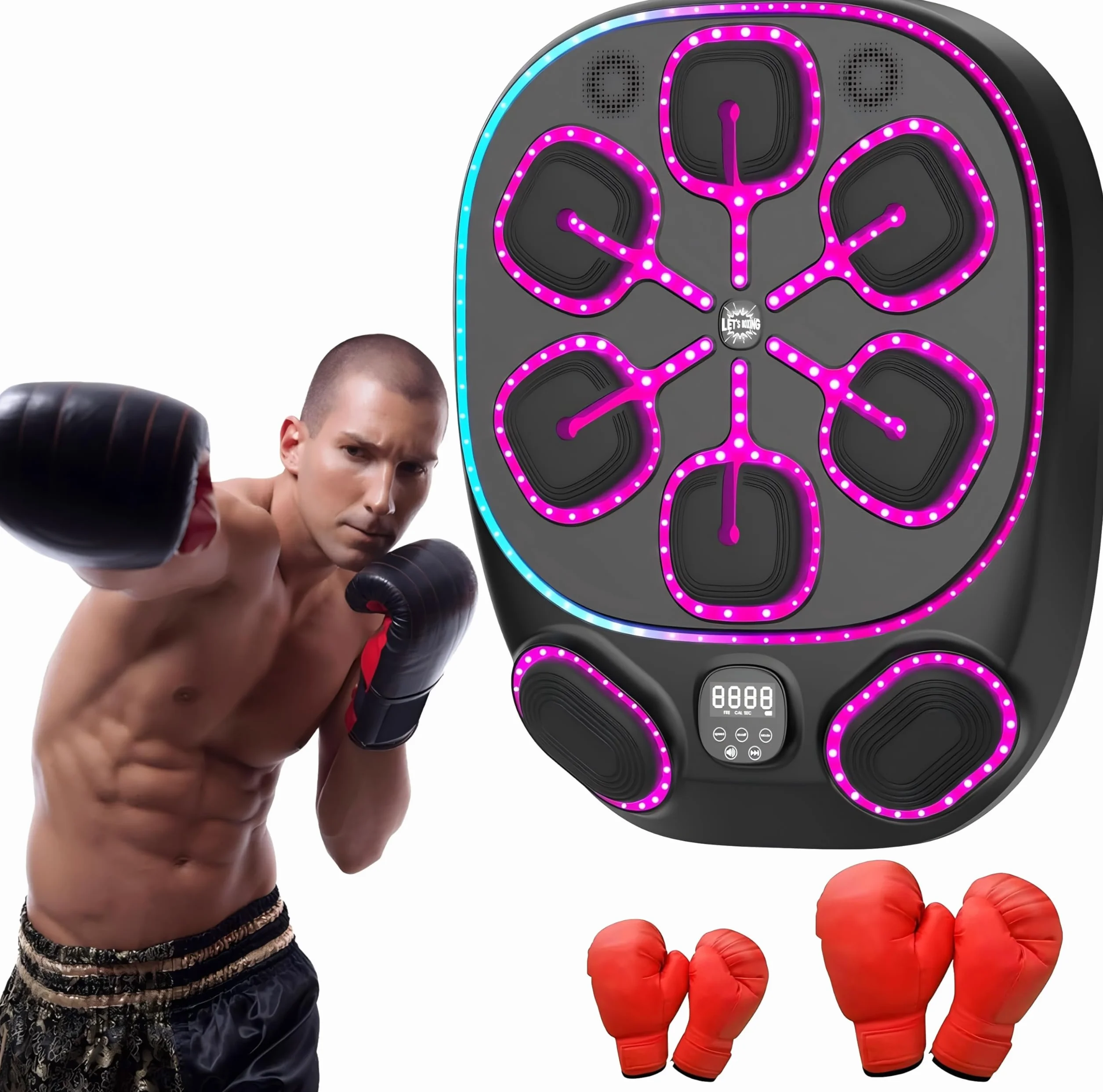 Máquina de Boxeo Musical con Luces LED Bluetooth 9 Modos de Velocidad para Niños y Adultos