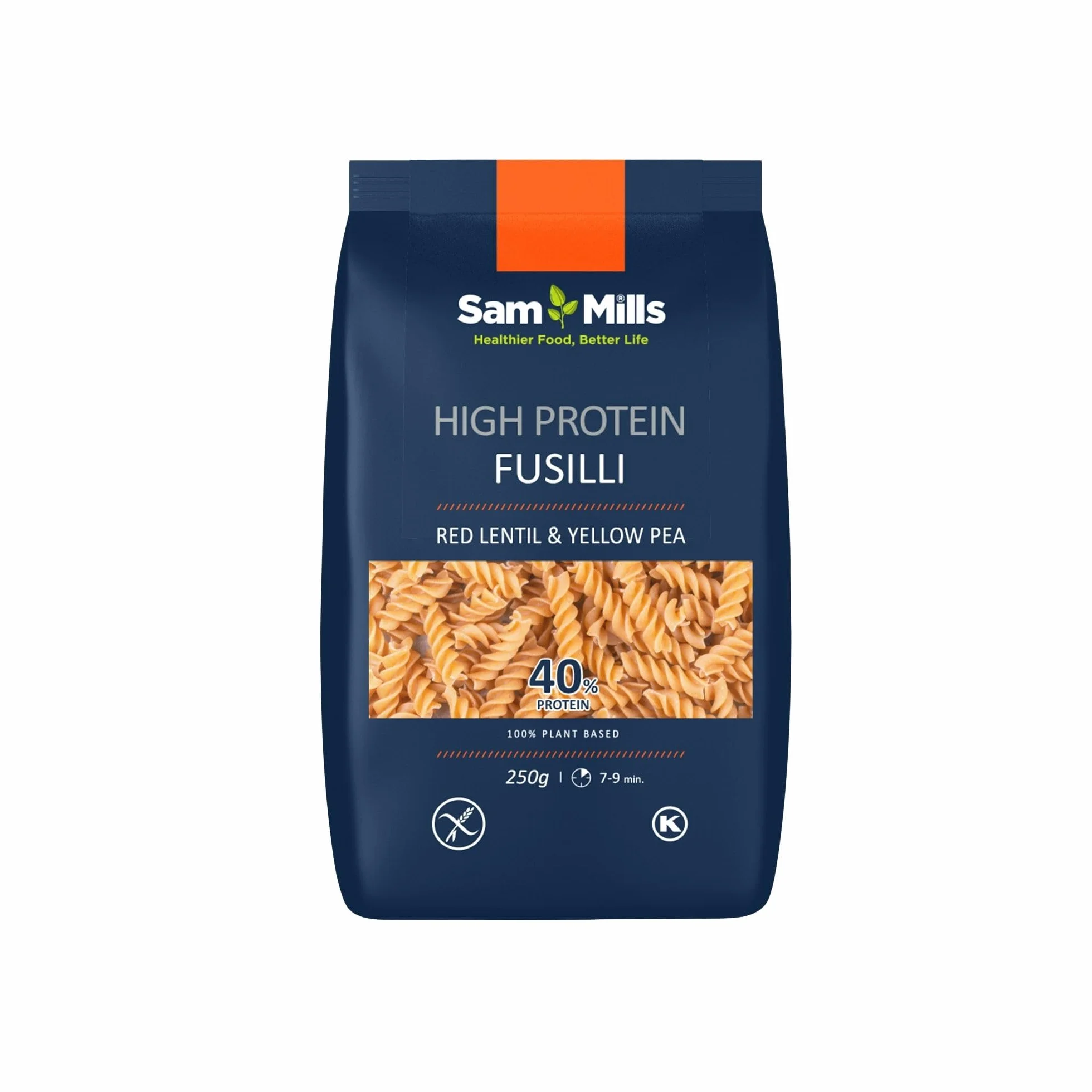 Sam Mills - Fussilli de Lenteja Roja y Guisante Amarillo - 250 g - Sin Gluten - Ideal para Dietas Veganas - Pasta de Legumbres - Alto Contenido en Fibra y Proteína