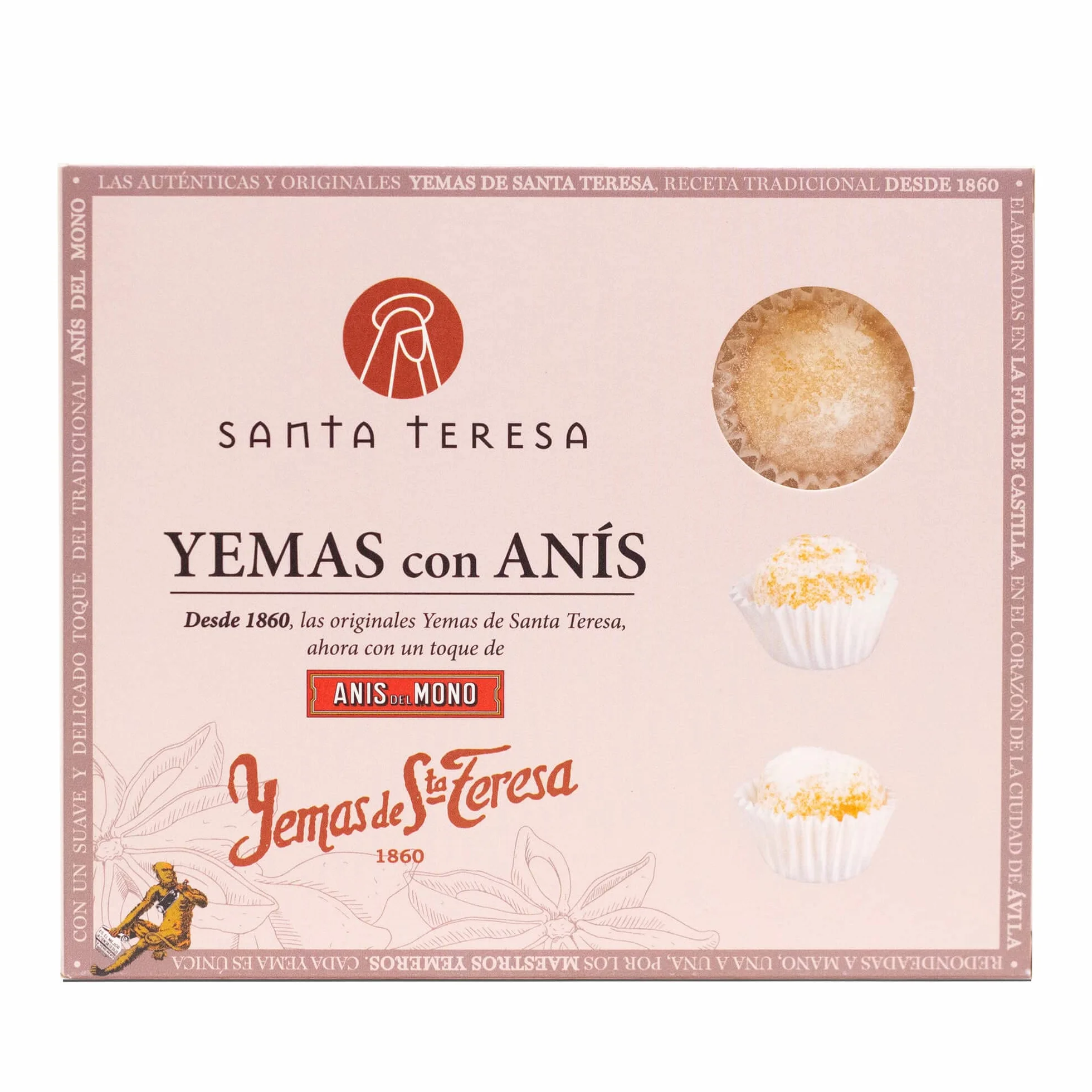 Santa Teresa - Yemas De Santa Teresa Ávila De Sabor Anís Del Mono - Elaboradas De Forma Artesanal Sin Aditivos Y Sin Conservantes - Dulce Gourmet Sabor Anís Del Mono. Caja 12 unds