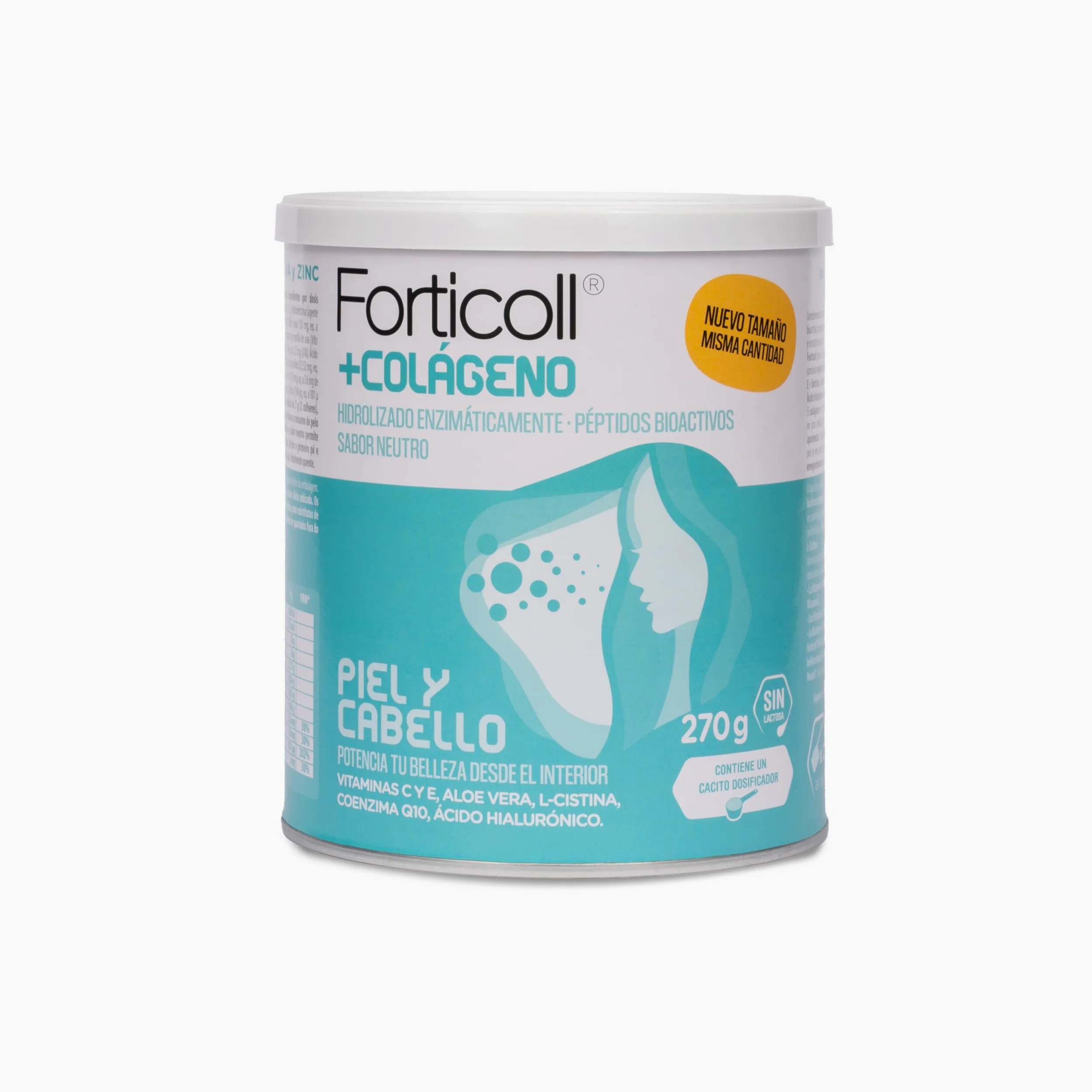 FORTICOLL Colágeno Bioactivo, Complemento Alimenticio, Sin Gluten, Sin Lactosa, Piel y Cabello Regenerador de Tejidos, 270 Gramos, Pack 6 Unidades
