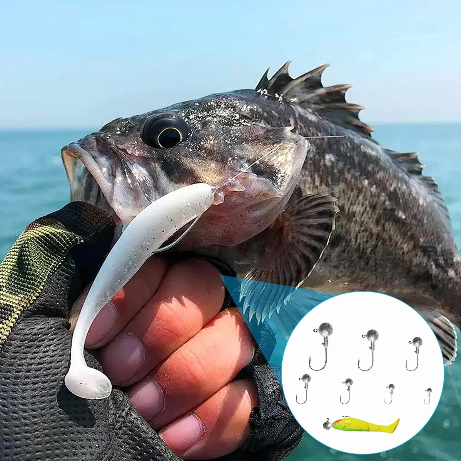 Juego de 60 Cabezas Plomadas Pequeñas, 7 Tamaños de Anzuelos de Pesca, Accesorios de Pesca (1g-12g)