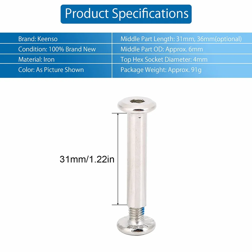 Keenso 10 Piezas Tornillos de Rueda de Patín en línea