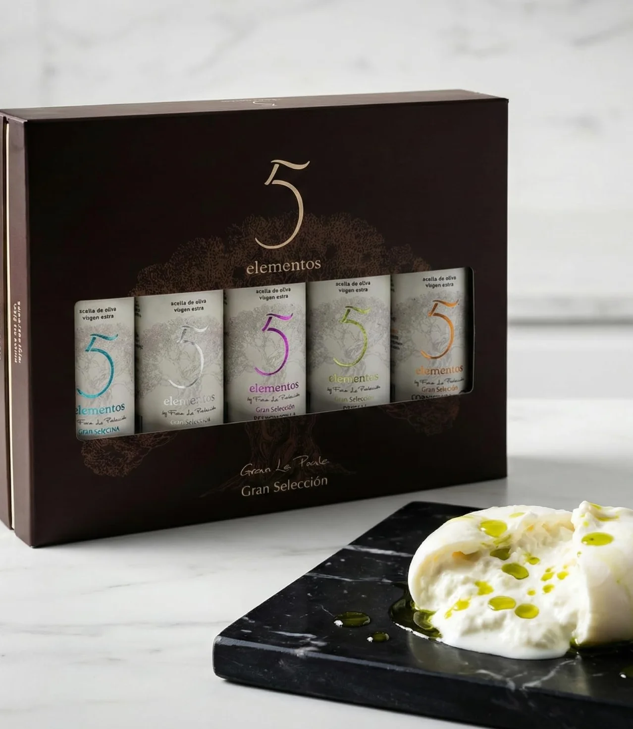 Aceite de Oliva Virgen Extra Gran Selección 5 Elementos Estuche Premium Degustación 5 Variedades Picual Arbequina Cornicabra Hojiblanca Redondilla Set Regalo Gourmet 5x100ml