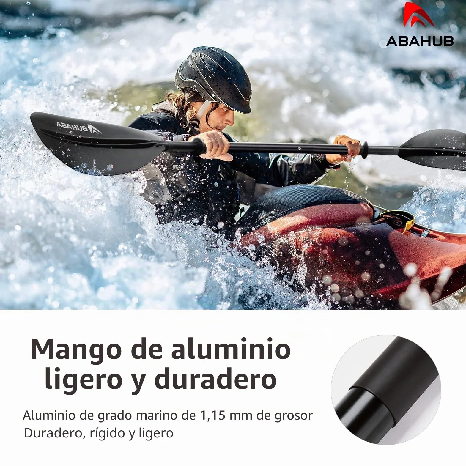 Abahub Kayak Pala Doble de Aluminio 218-241 cm Línea de Remo