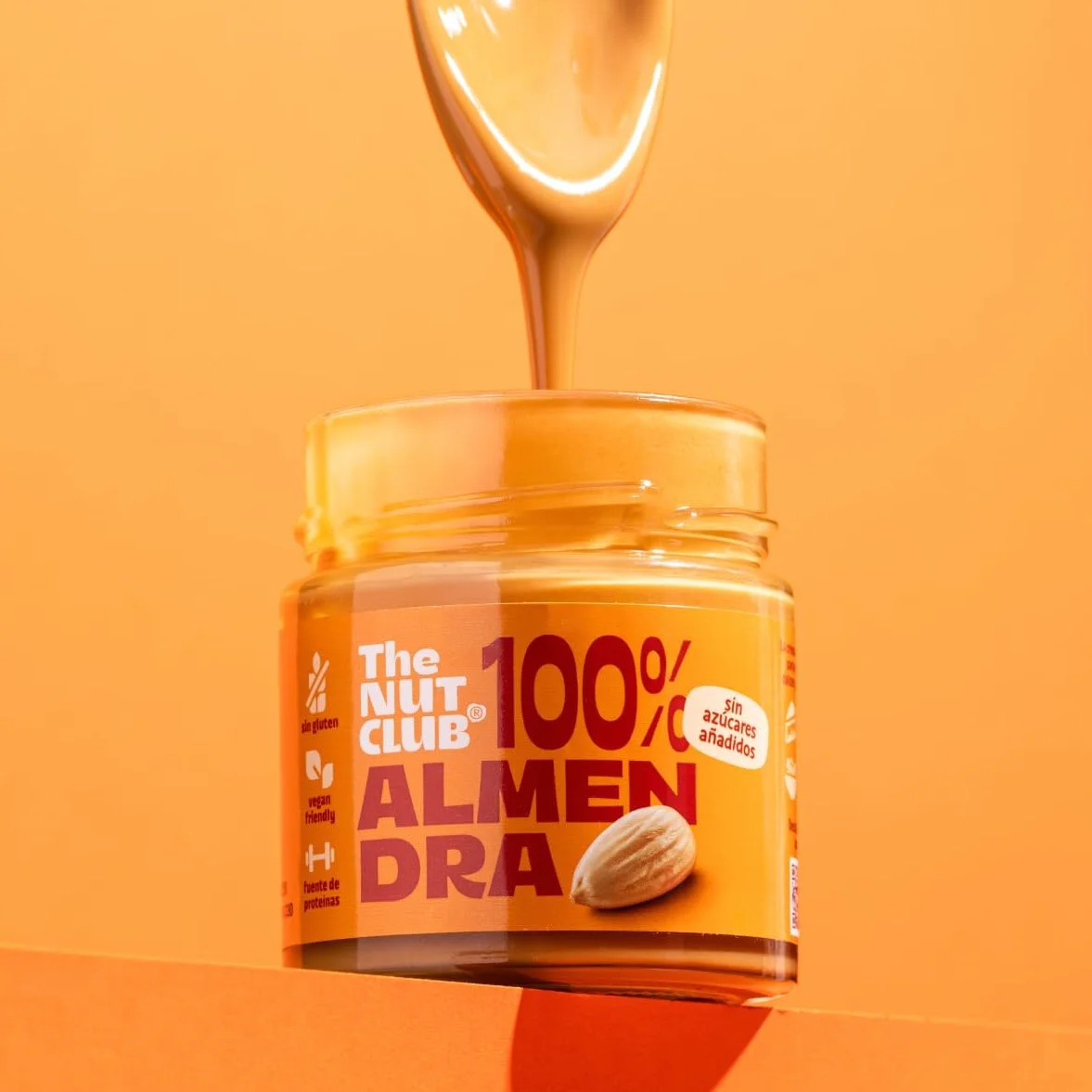 The Nut Club Crema de Almendra 180g 100% Natural, Vegana, Sin Azúcares Añadidos, Sin Gluten, Sabor Intenso y Textura Cremosa, Ideal para Untar, Desayunos, Recetas y Postres