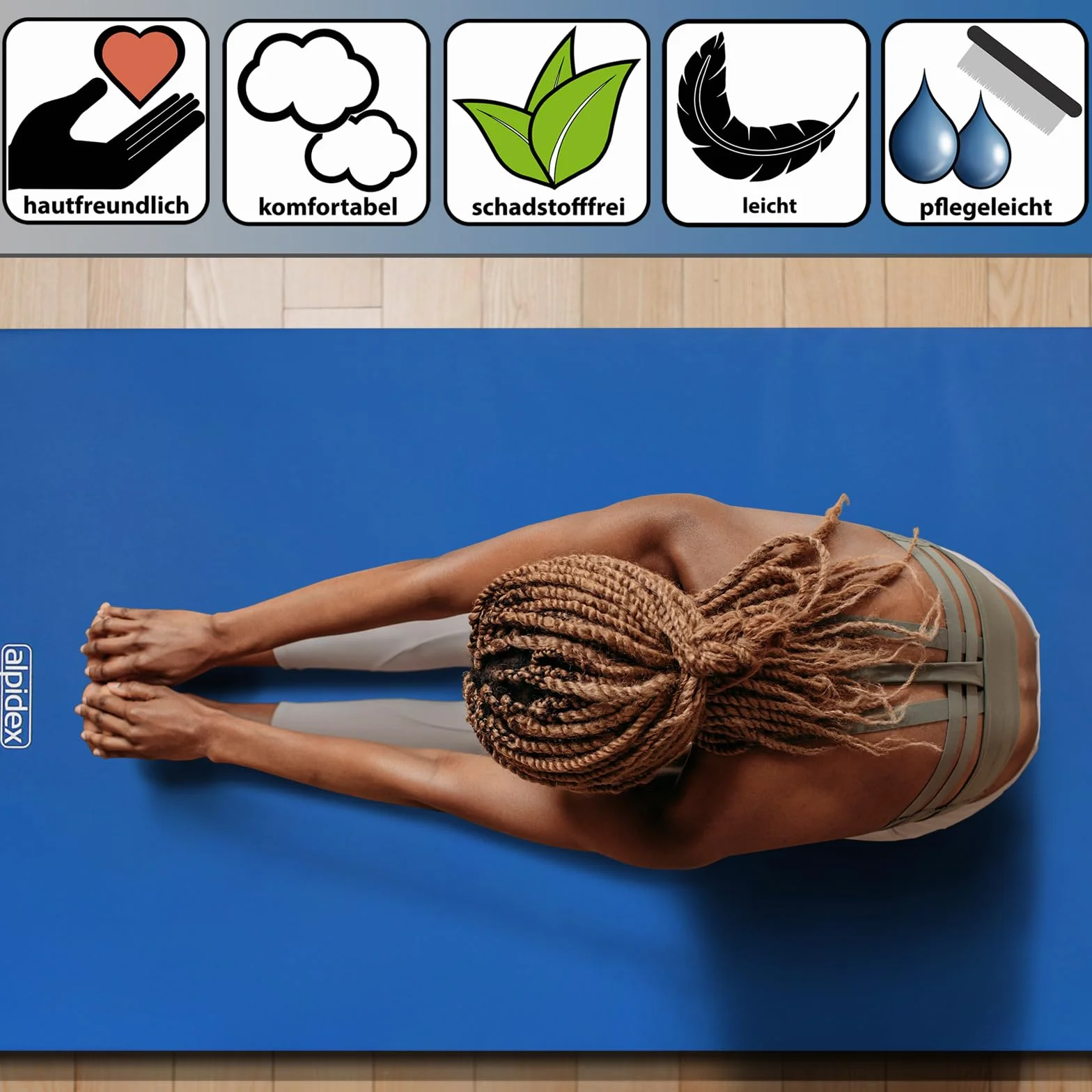 ALPIDEX Colchoneta Gimnasia 200 x 100 x 8 cm Esterilla Antideslizante Densidad 20