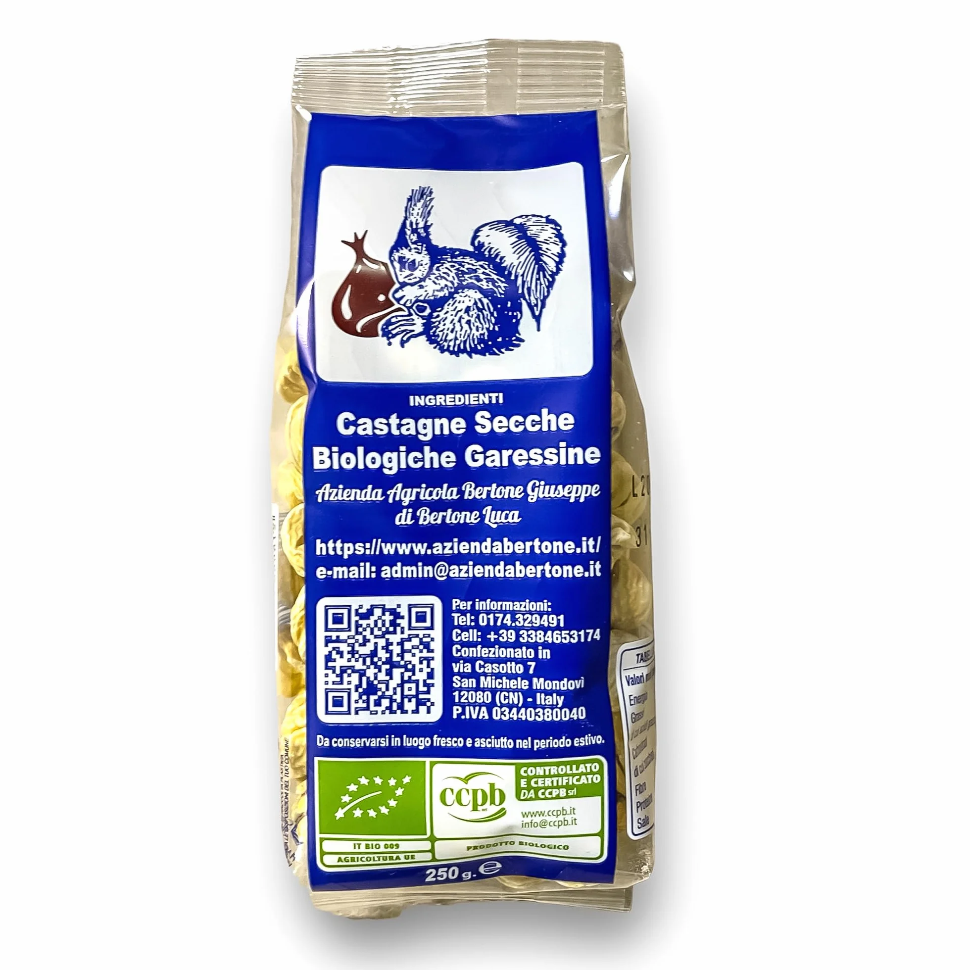 Castañas Secas Garessine Italiano Orgánico (1 Kg - 4 paquetes de 250g)
