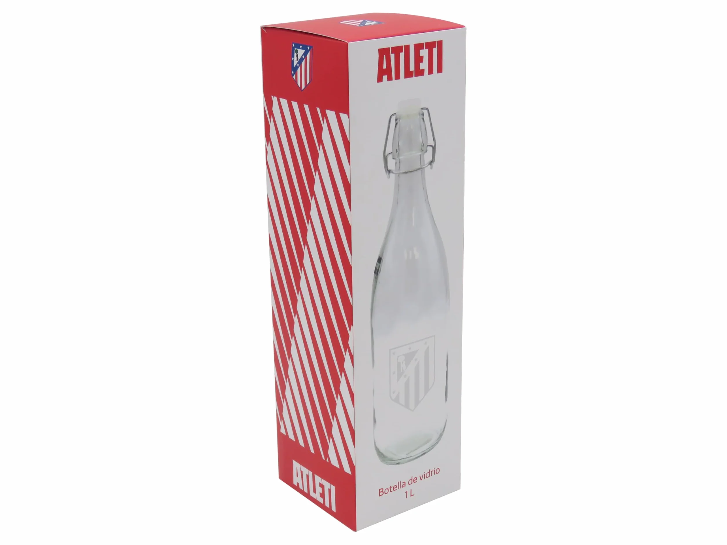 CYPBRANDS butelka szklana 1 L Oficjalny Produkt Atlético de Madrid