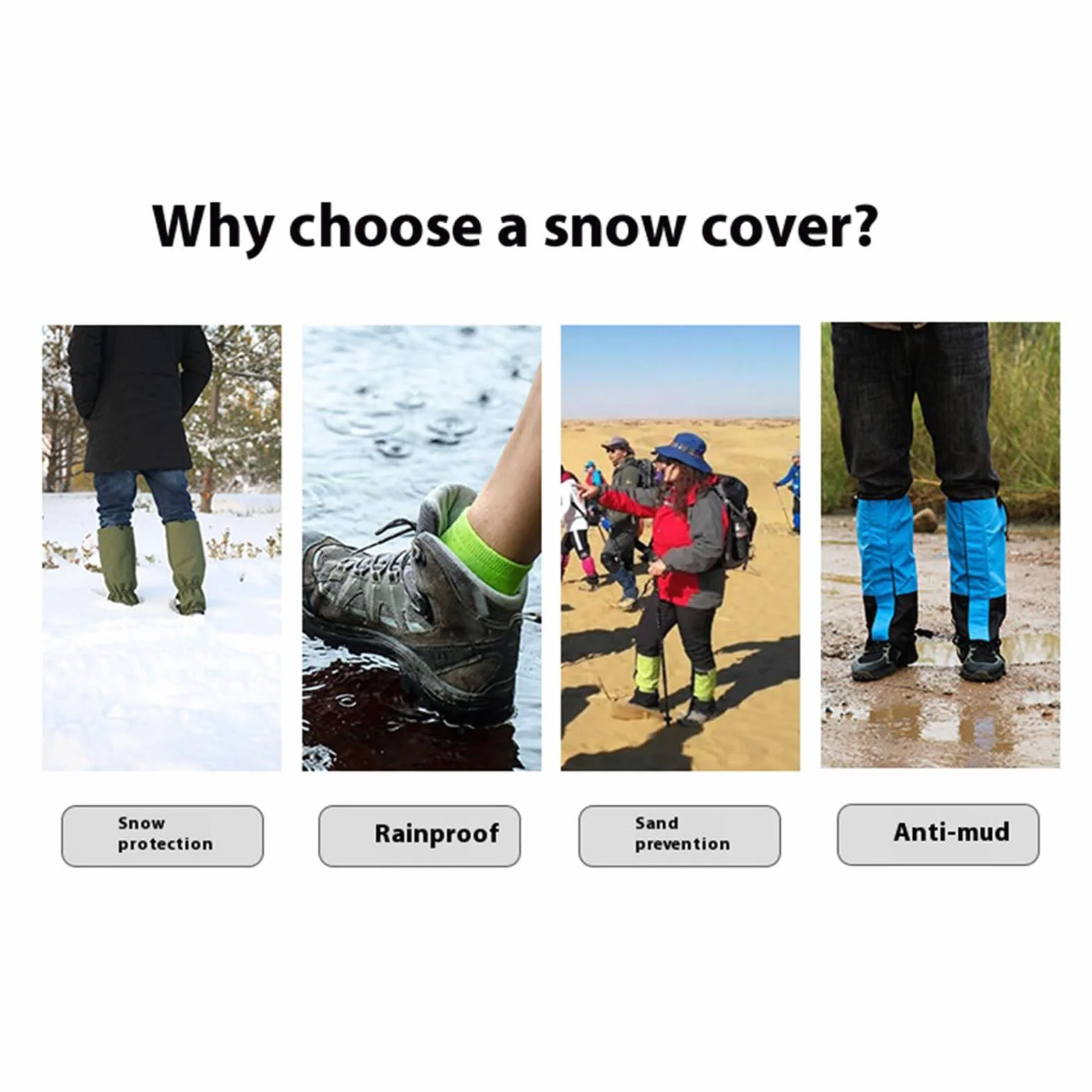 Polainas para Senderismo - Cubrezapatos para Raquetas de Nieve Transpirable Ajustable para Trekking