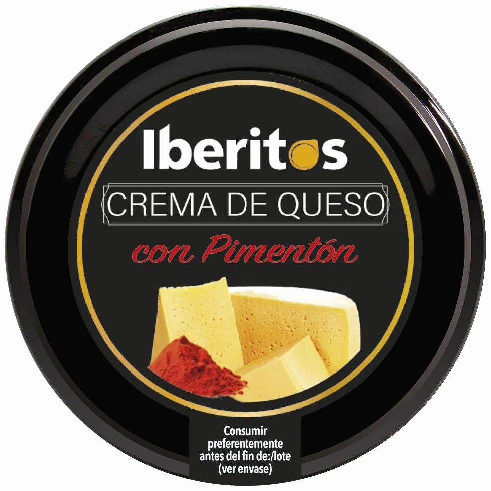 Iberitos Crema de Queso con Pimentón | Bandeja de 6 Porciones de 110 g | Queso para Untar Cremoso | Aperitivos, Tostas y Tapas