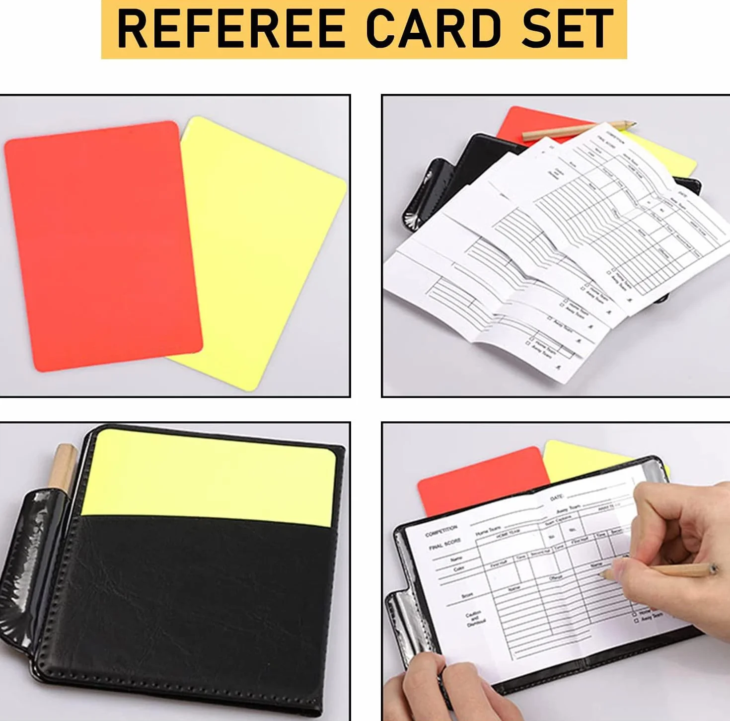 Juego de Tarjetas de Árbitro Deportivo de Fútbol, Tarjeta Roja PCV y Amarilla con Accesorios