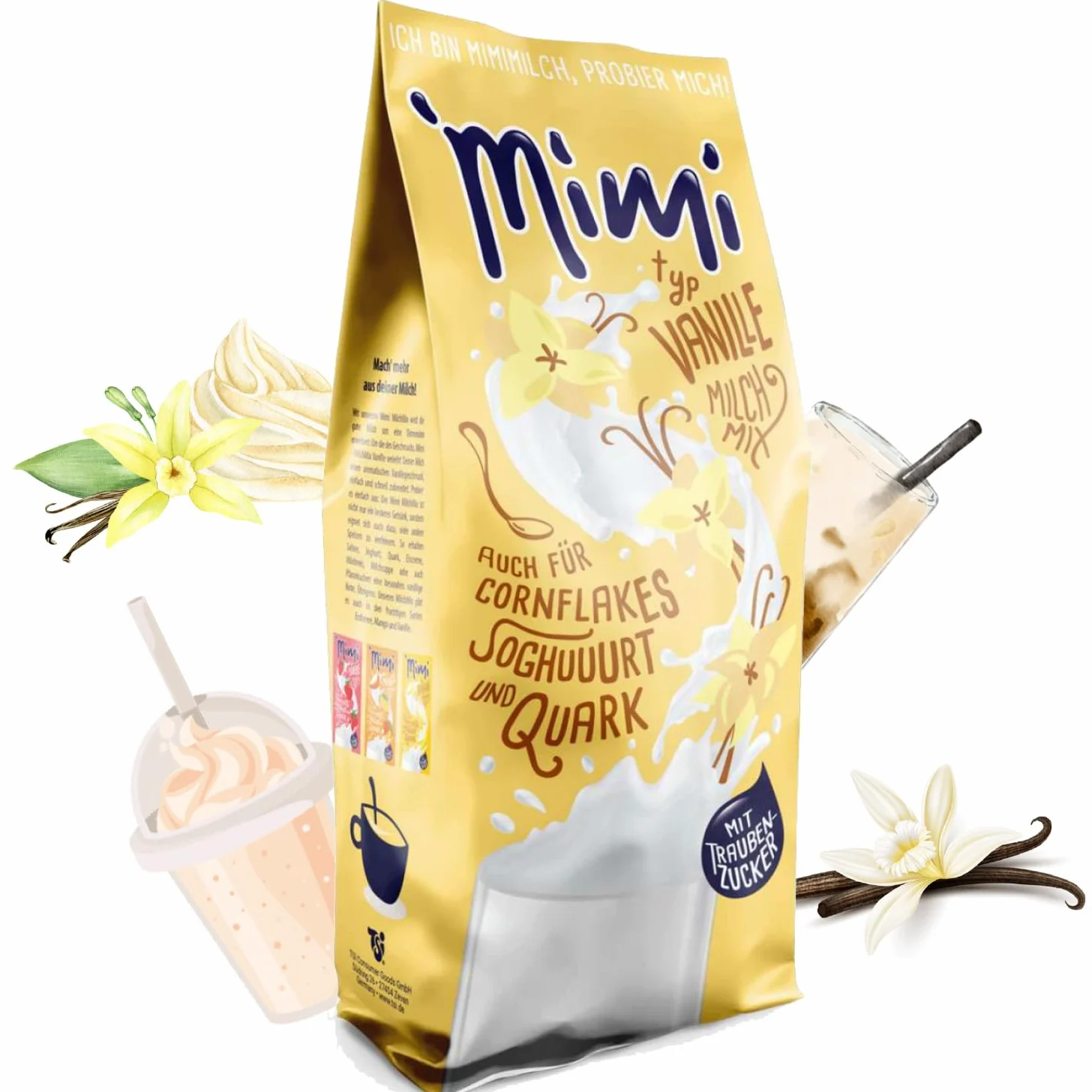 Mimi Milk Mix Vainilla 24 x 400 g Bebidas de mezcla de leche - Recarga - Polvo de bebida soluble en leche - Mezcla de bebidas para compartir con la familia