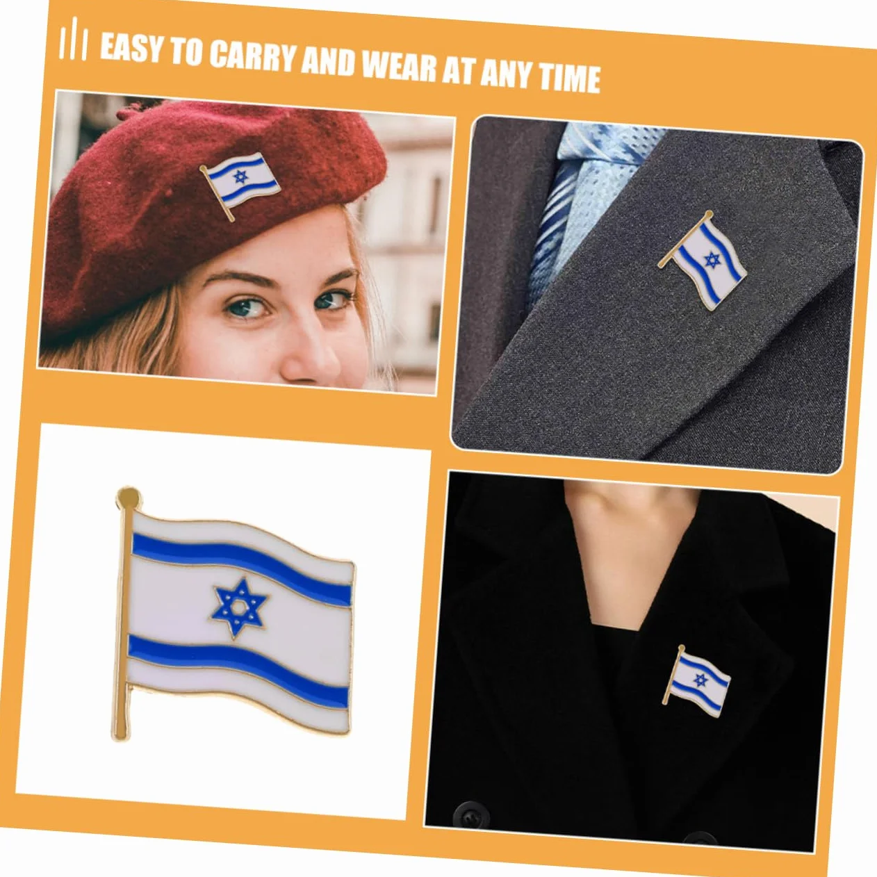 ibasenice Broches de Aleación Bandera de Israel Set de 3