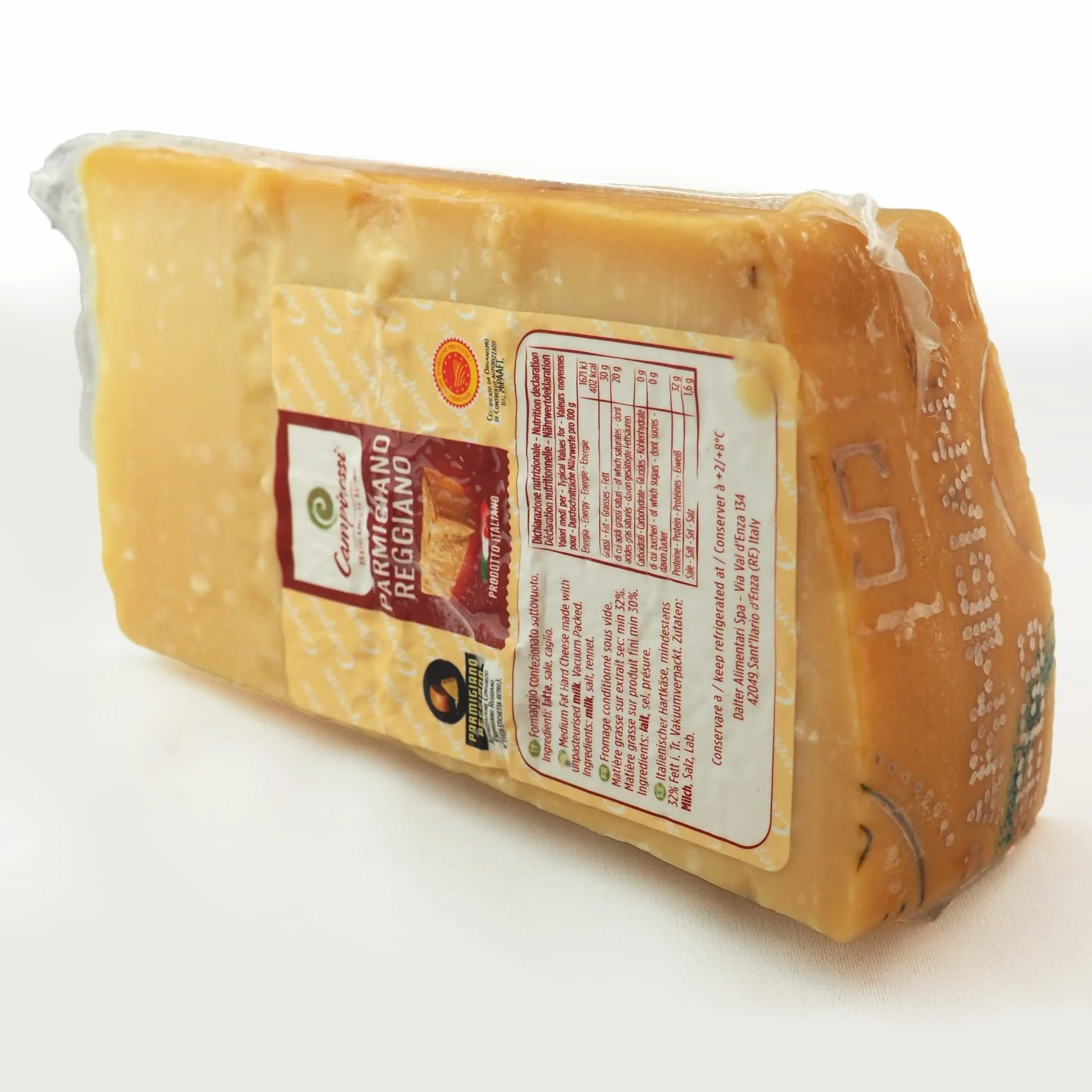 Parmesano Reggiano DOP 24 meses cuña 1 kg Parmigiano Origen italiano Queso